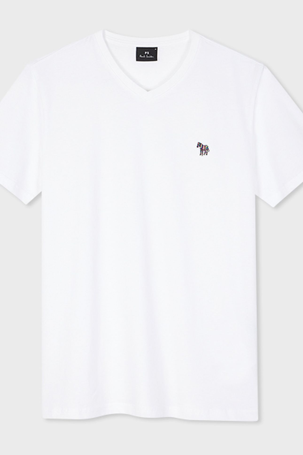 MENS REG FIT SS V NECK TSHIRT ZEBRA WHITE 2