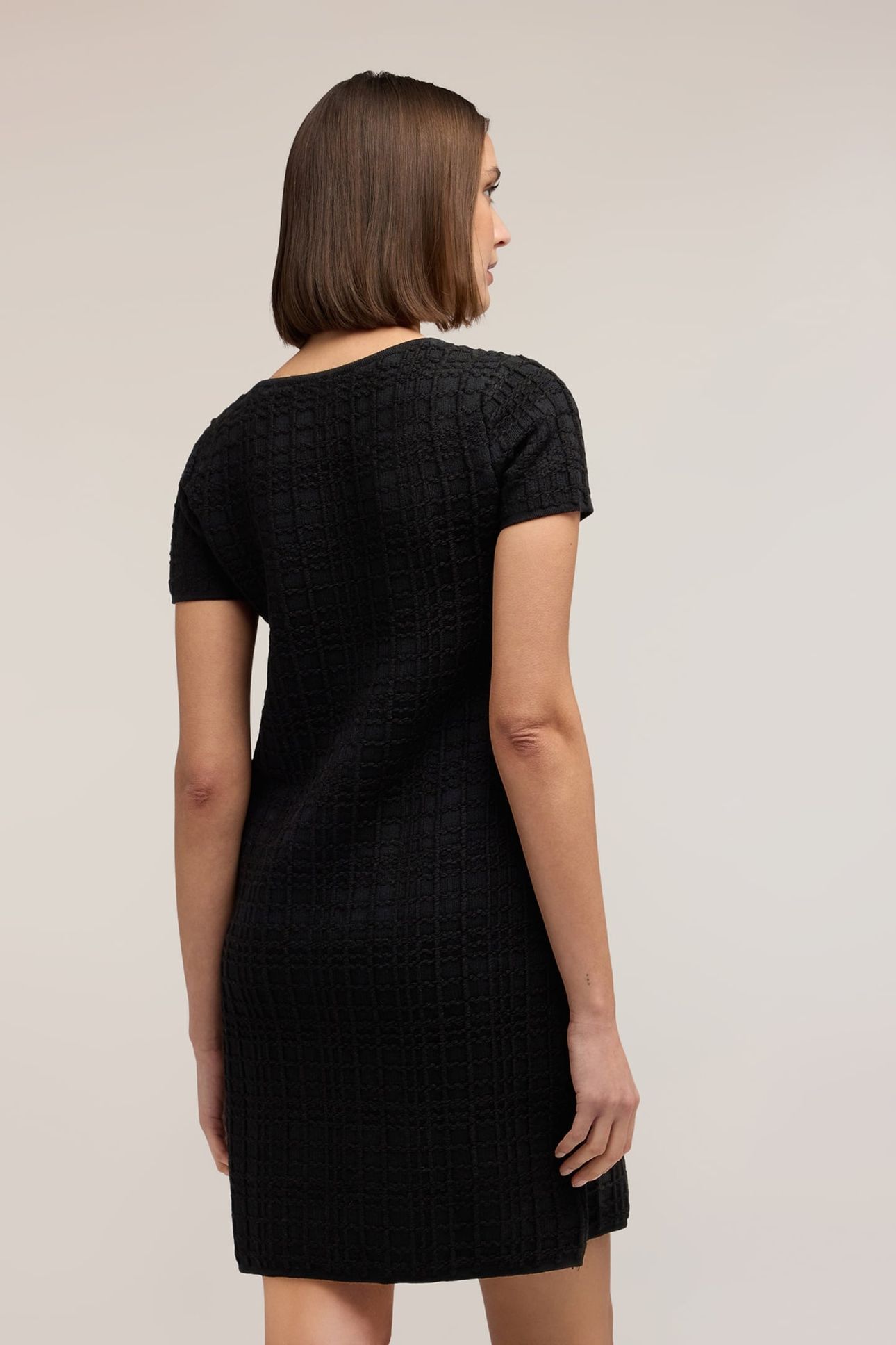 KNITTED WOOL BLEND SHEATH DRESS BLACK 3