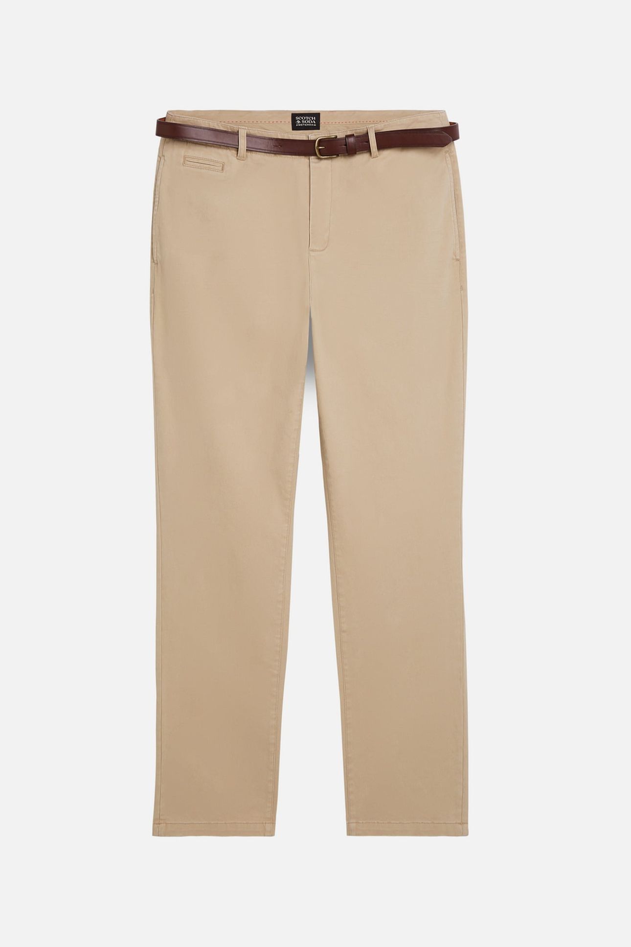 WARREN COTTON TWILL WASHED CHINO WITH BELT TRAVERTINE 1