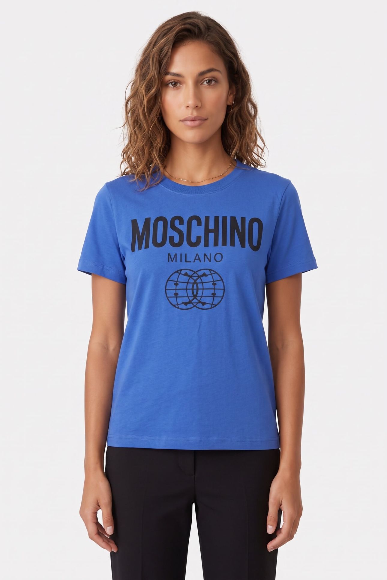 DOUBLE SMILEY®LOGO ORGANIC JERSEY T-SHIRT BLUE 1