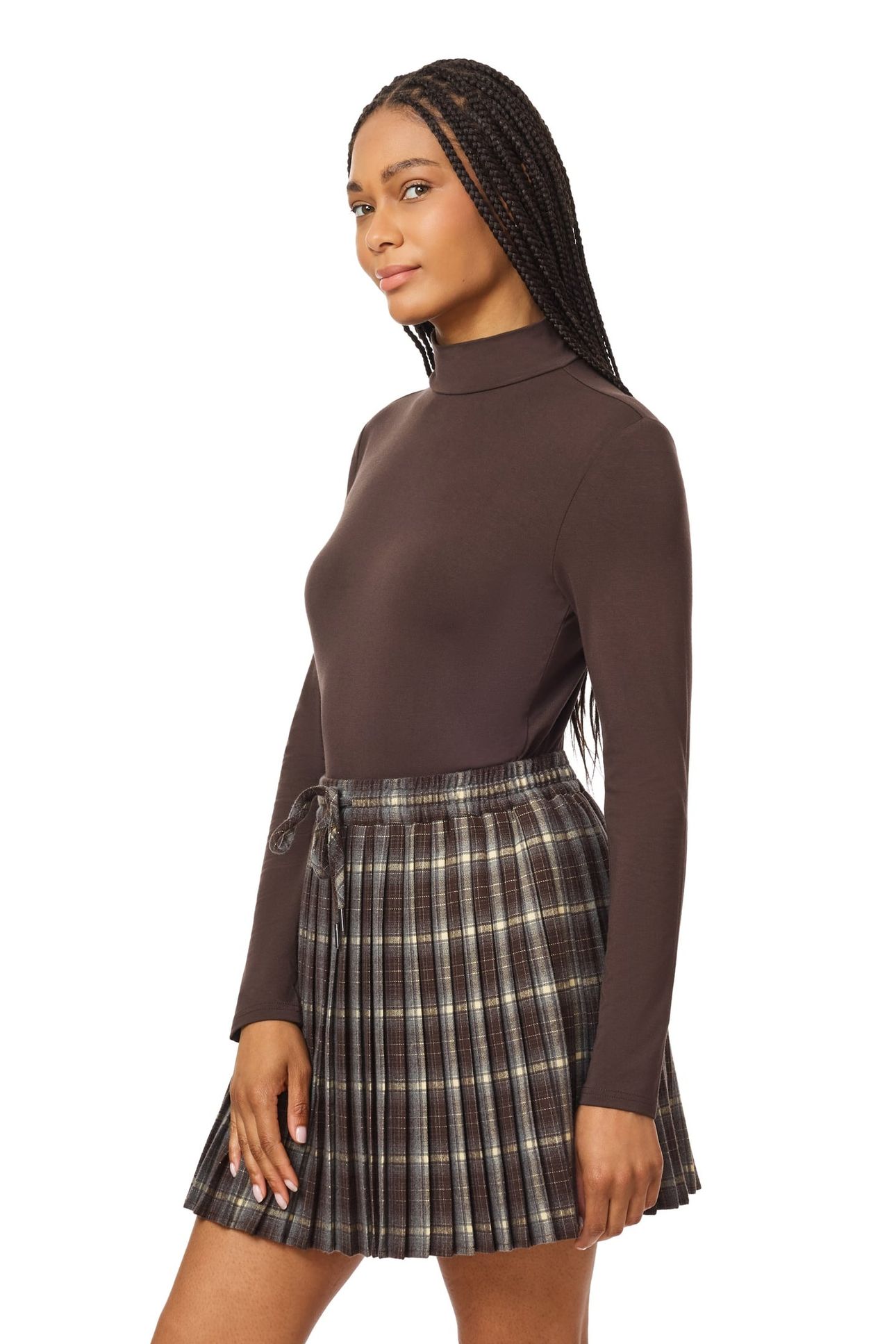 MOCK NECK TOP SEAL BROWN 5