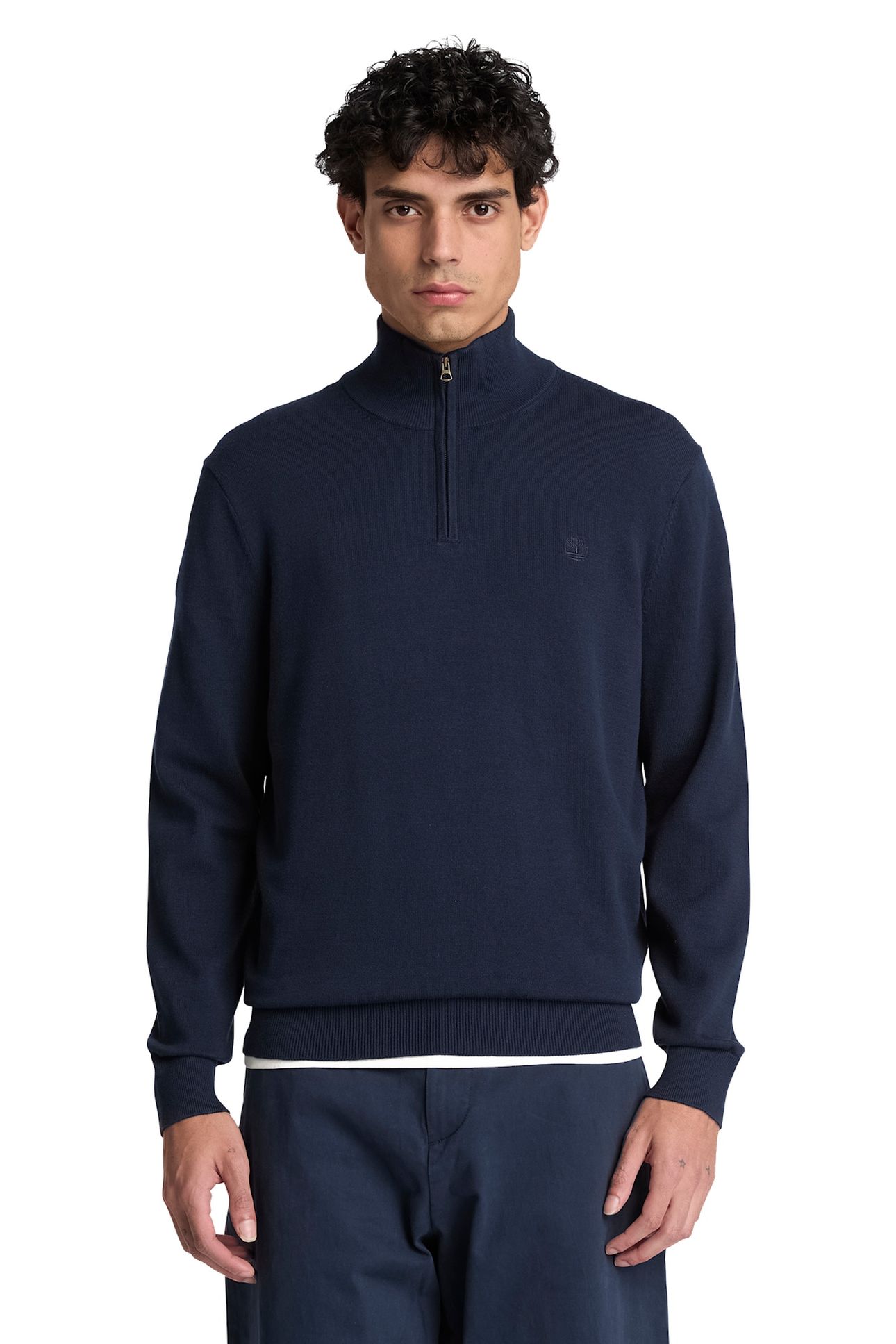 OYSTER RIVER COTTON 1/4 ZIP SWEATER DARK SAPPHIRE 1