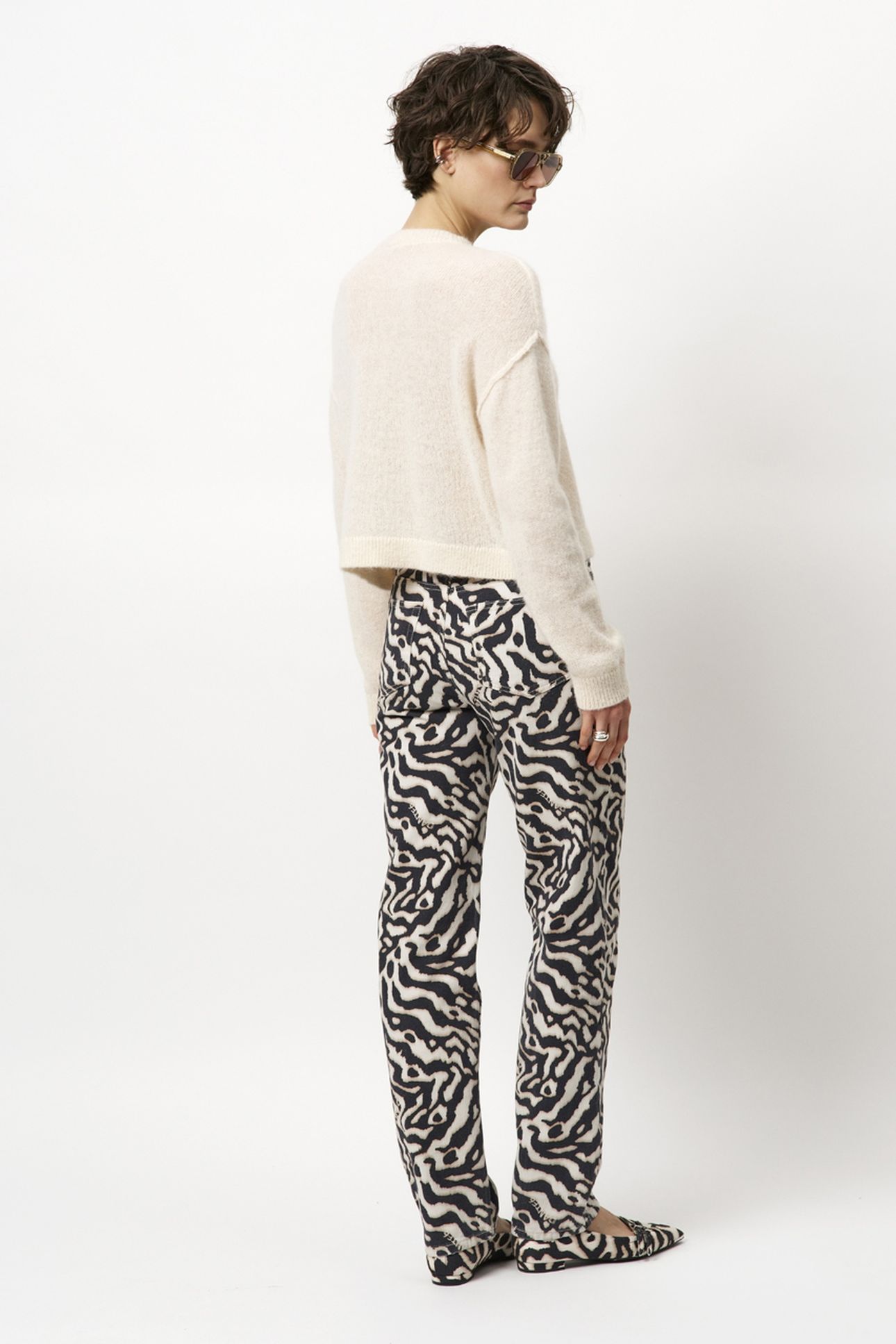 DANTE6-SPOTTED ANIMALISTIC JEANS BLACK/CREAM 2