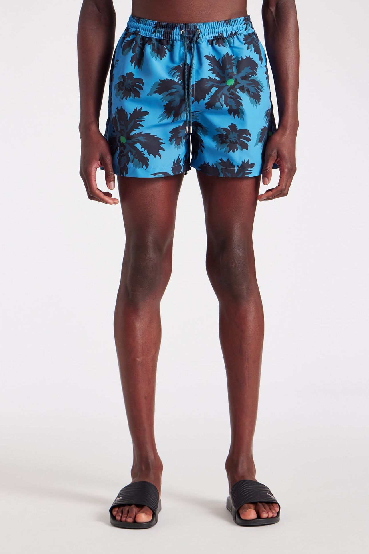 MEN SWIM SHORT PALM BURST NAVY 1