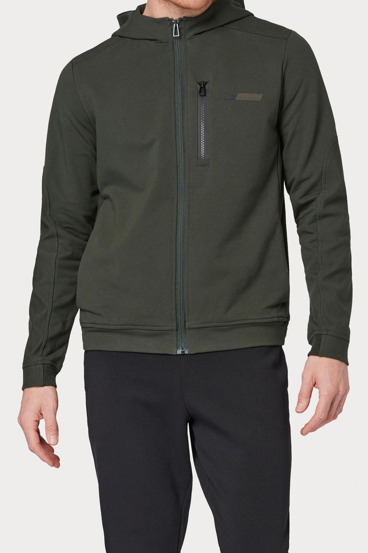 MENS REG FIT ZIP THRU HOODY VERY DARK GREEN 3
