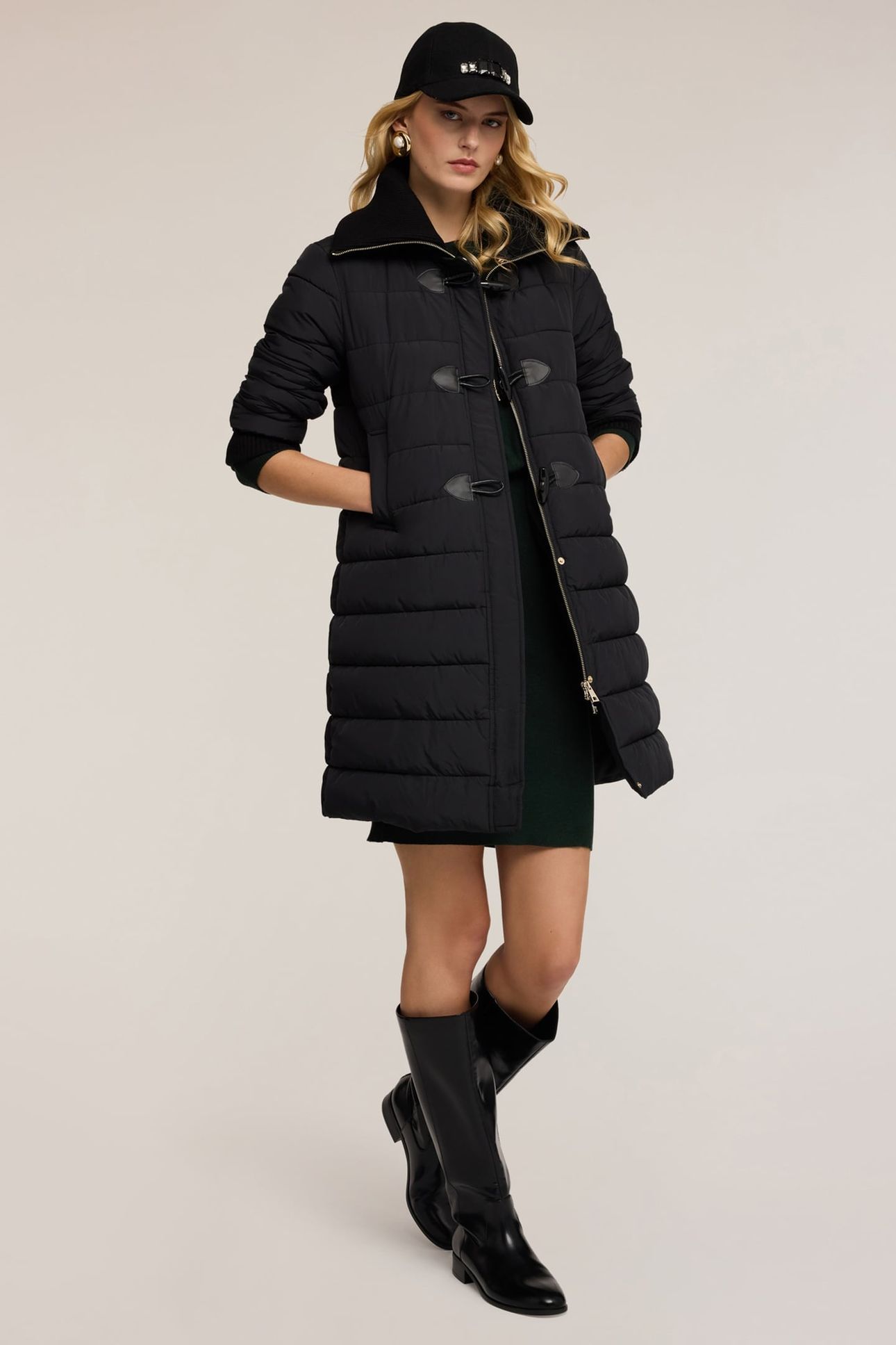 DOWN JACKET WITH KNIT COLLAR BLACK 1