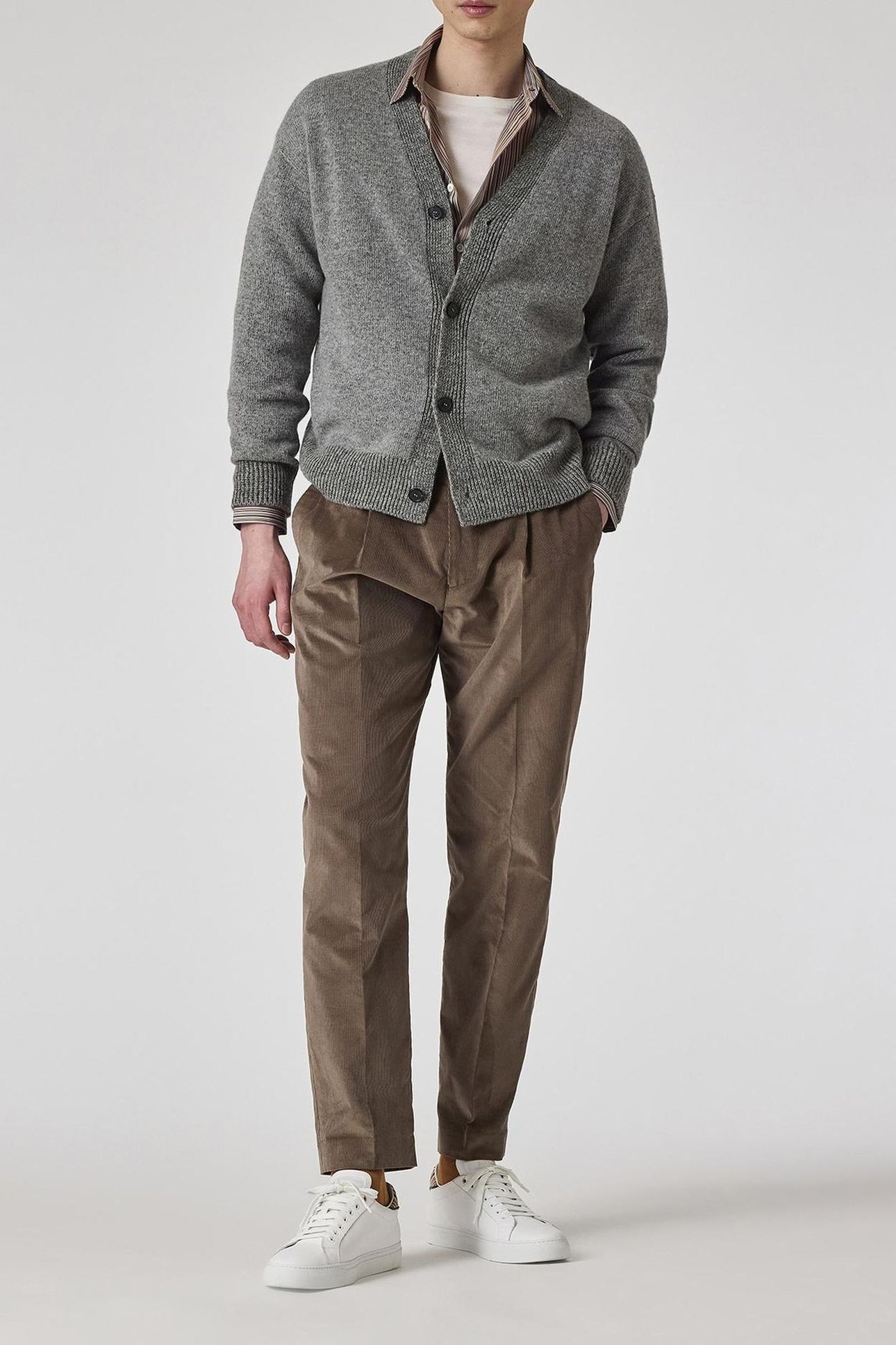MENS CARDIGAN BUTTON THRU GREY MELANGE 2