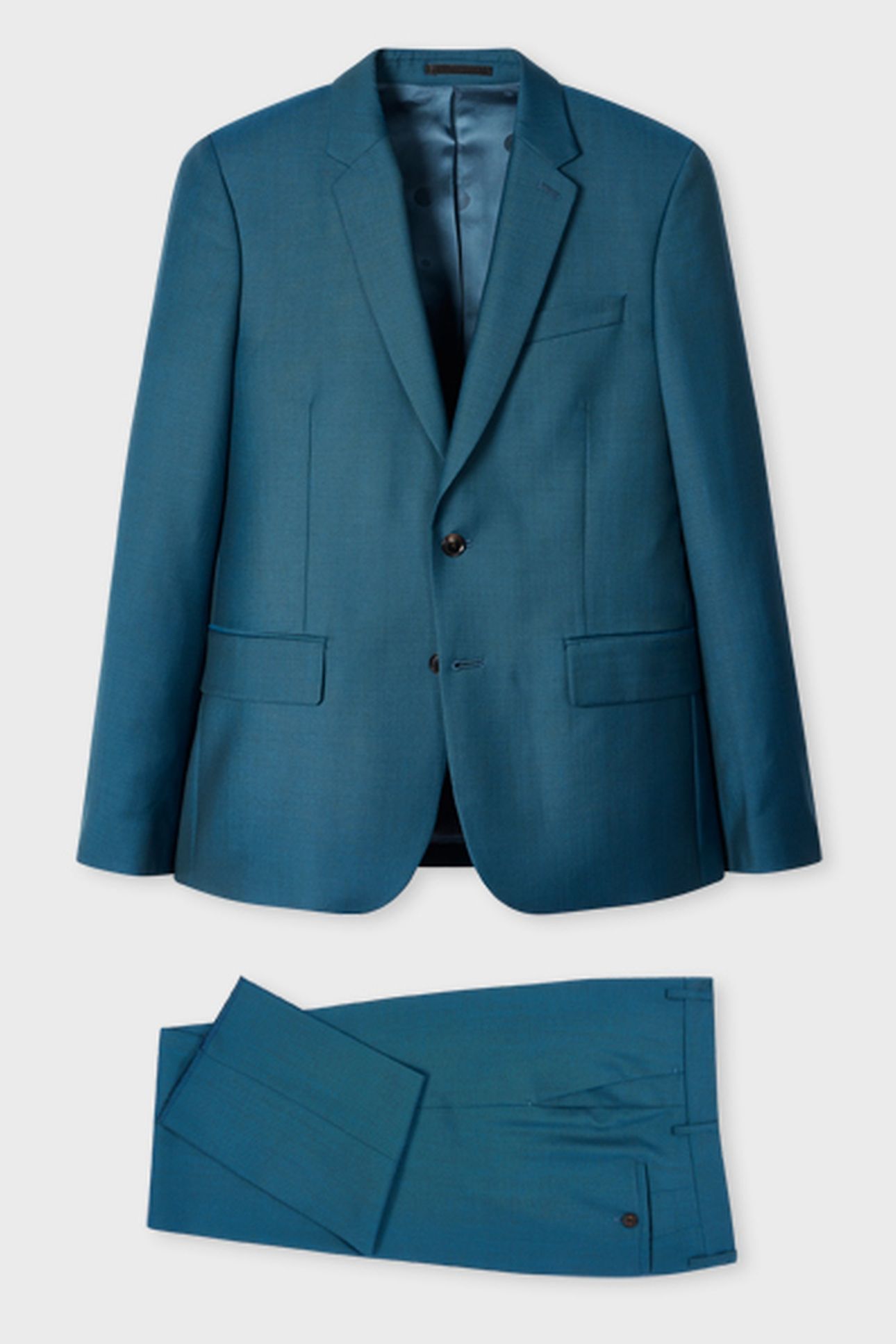 MENS TAILORED FIT 2 BUTTON SUIT PETROL BLUE 3