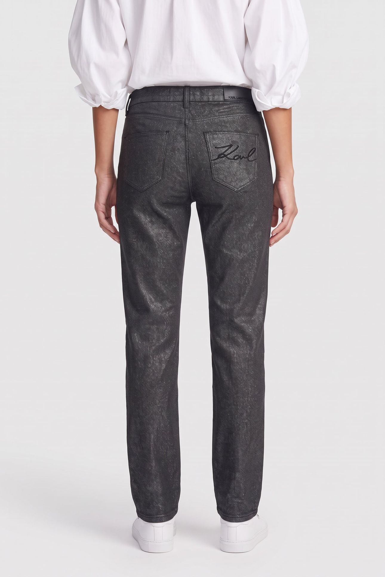 STRAIGHT GLITTER COATED DENIM GUNMETAL DENIM 2