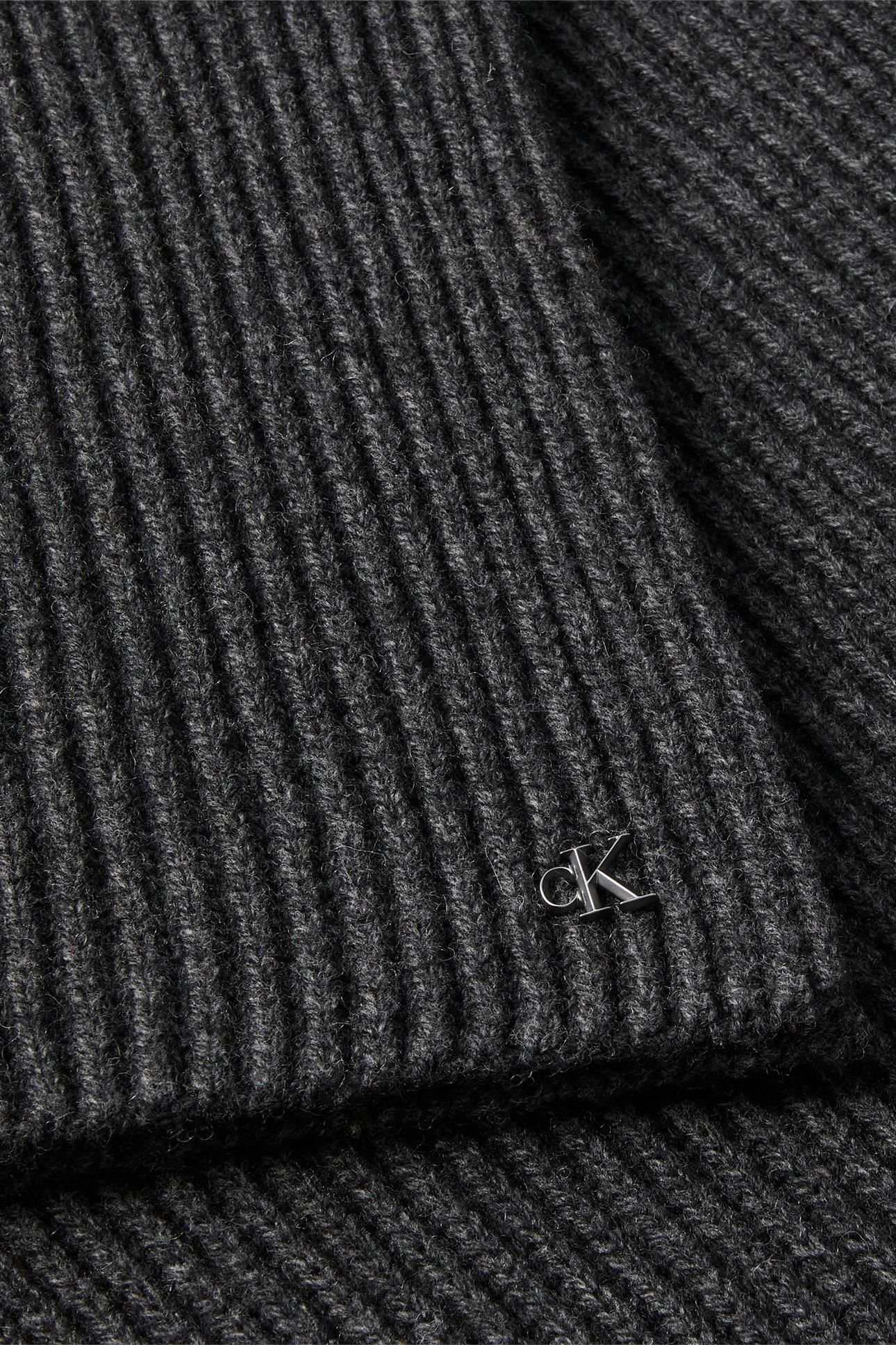 CK METAL WOOL RIB SCARF CHARCOAL HEATHER 3