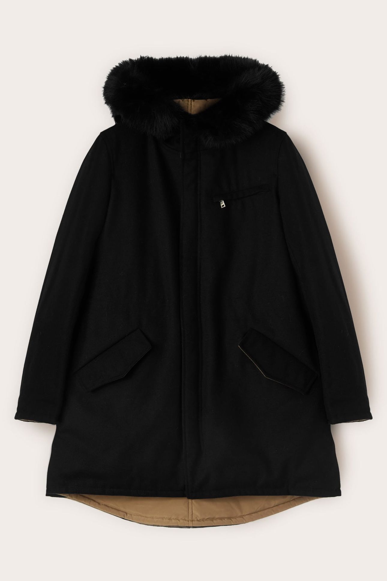 REVERSIBLE HOODED ZIP-UP DOWN JACKET MILITARY GREEN 4