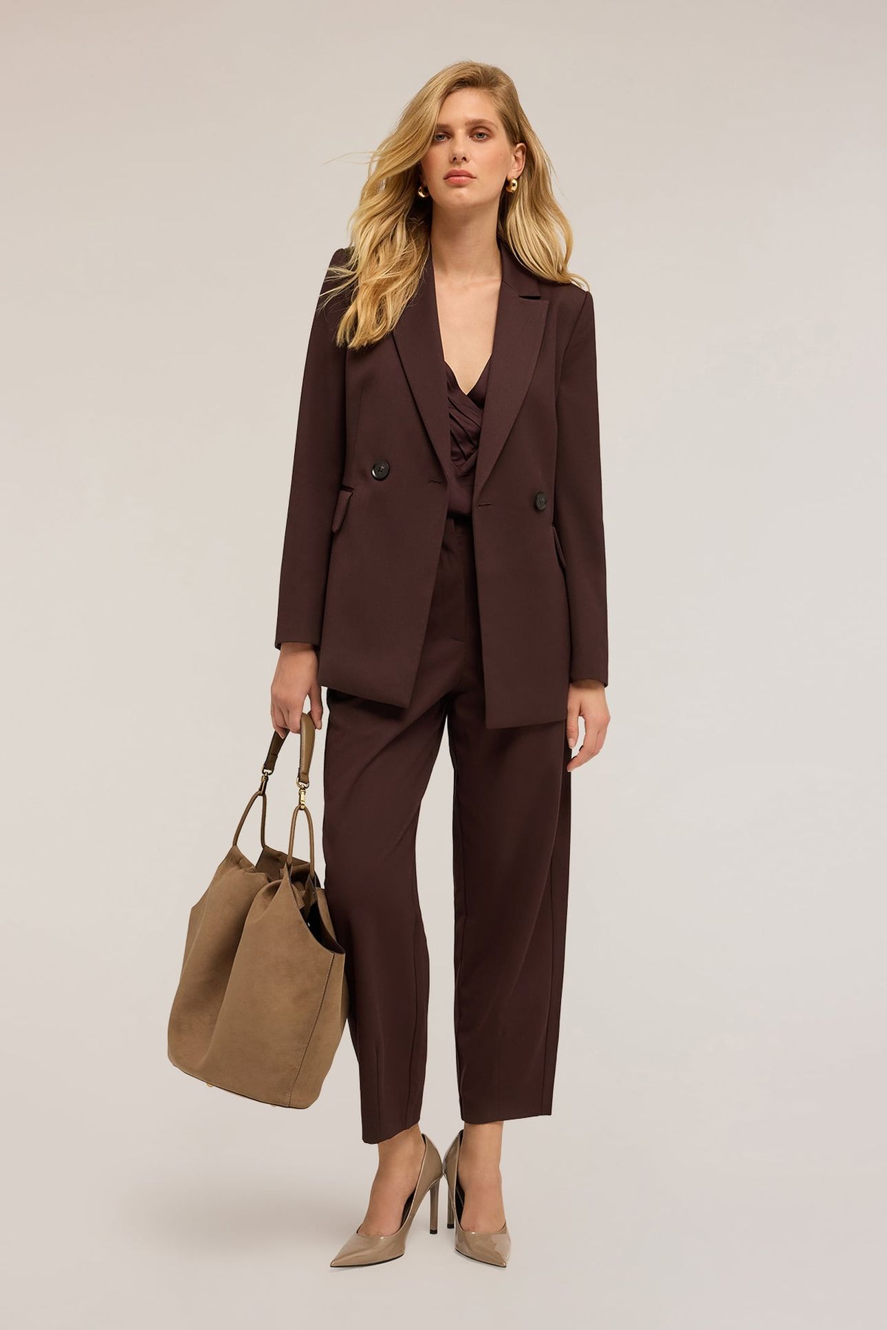 DOUBLE-BREASTED JACKET WITH BELT BROWN 2