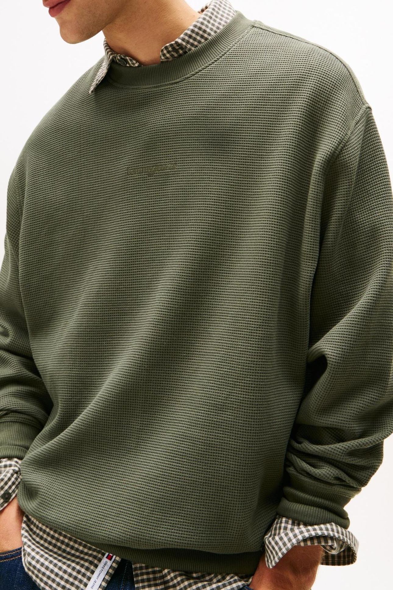 TJM RELAXED WAFFLE PEWTER GREEN 5