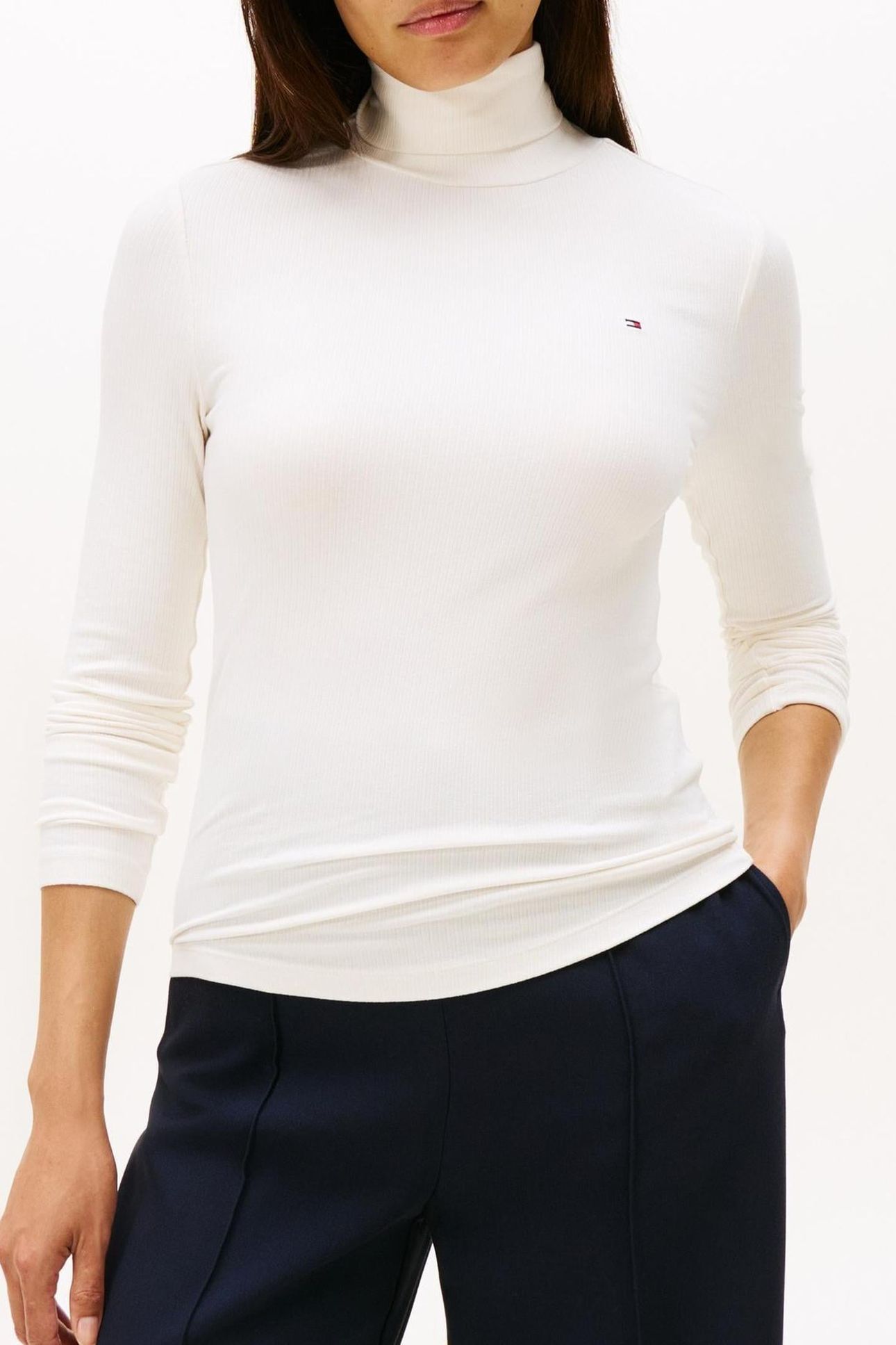SLIM 5X2 RIB ROLL-NECK IVORY SILK 1