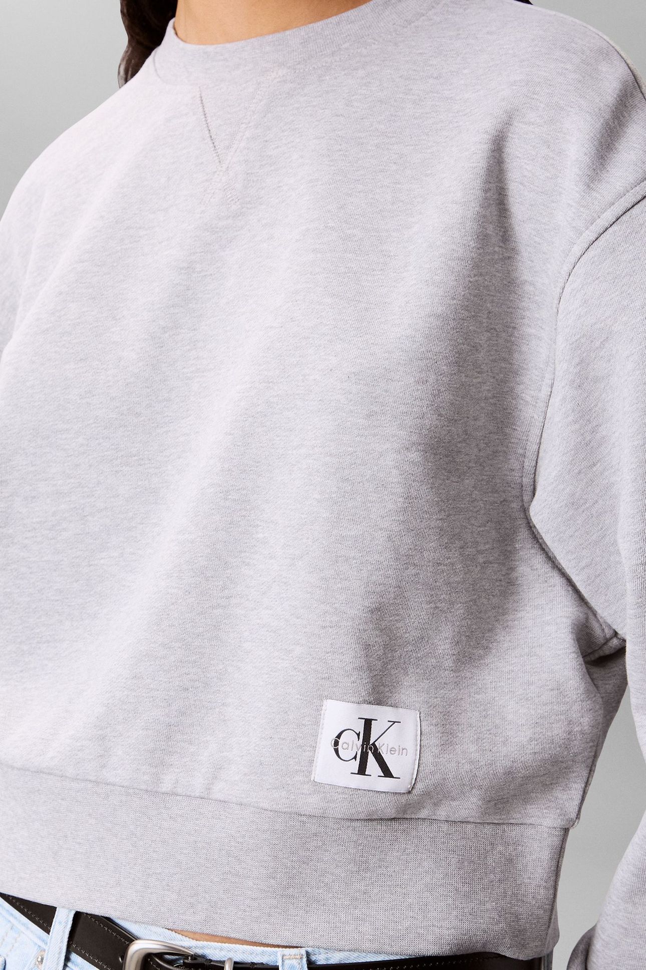 CROPPED BADGE SWEATSHIRT GREY HEATHER 6