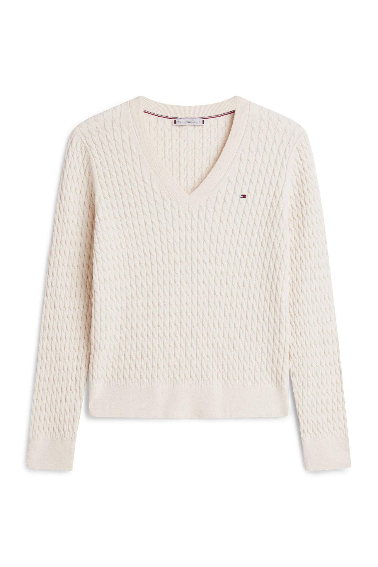 CO CABLE FINE GG V-NECK HEATHER IVORY PETAL 4