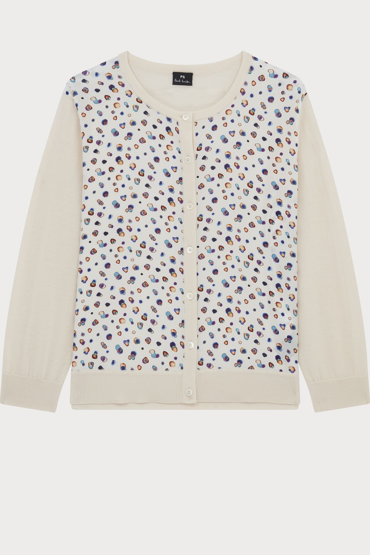 WOMENS KNITTED CARDI BT THRU WVN FRONT OFF WHITE 3