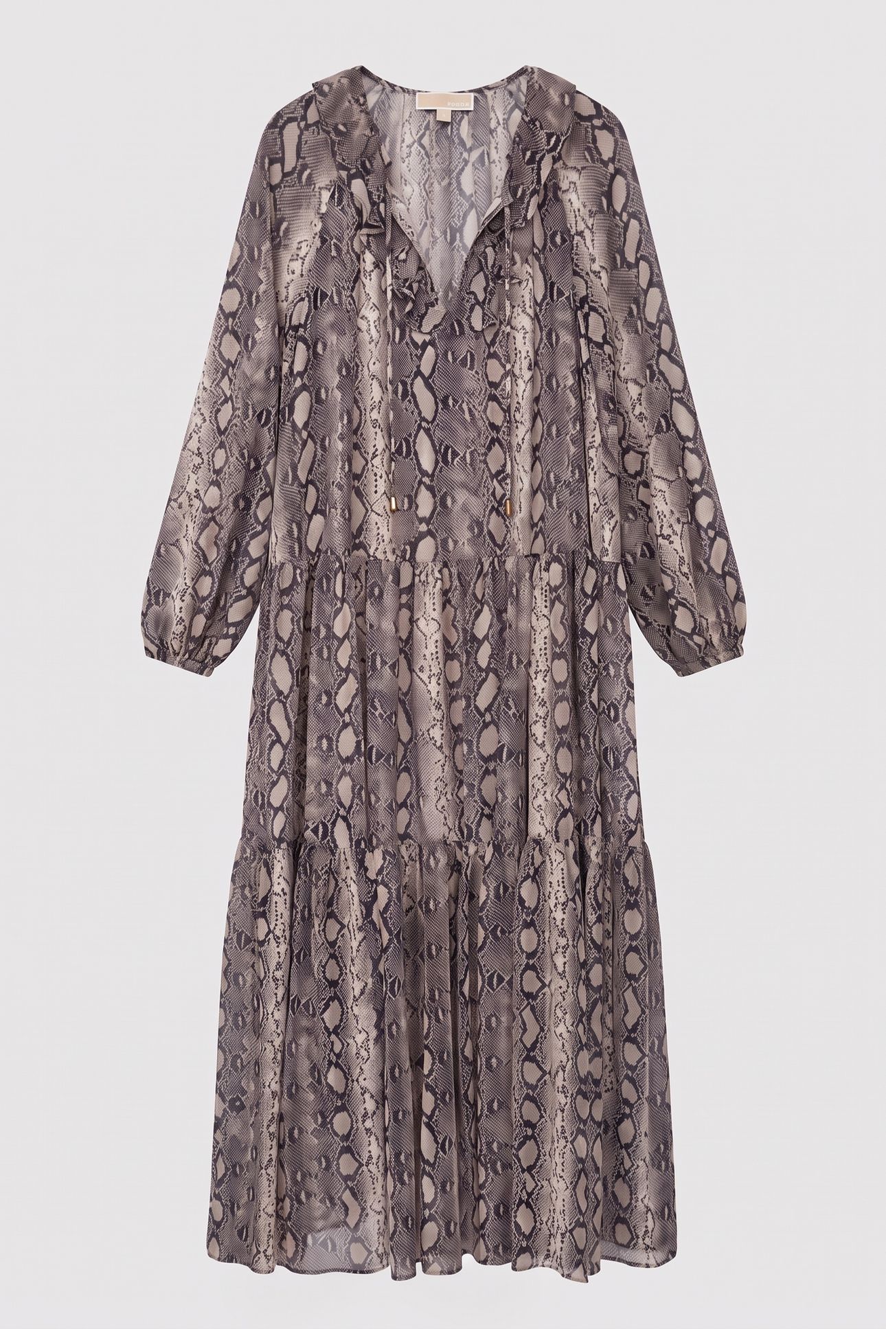 SNAKE RUFFLE NECK CAFTAN SOFT ECRU 3