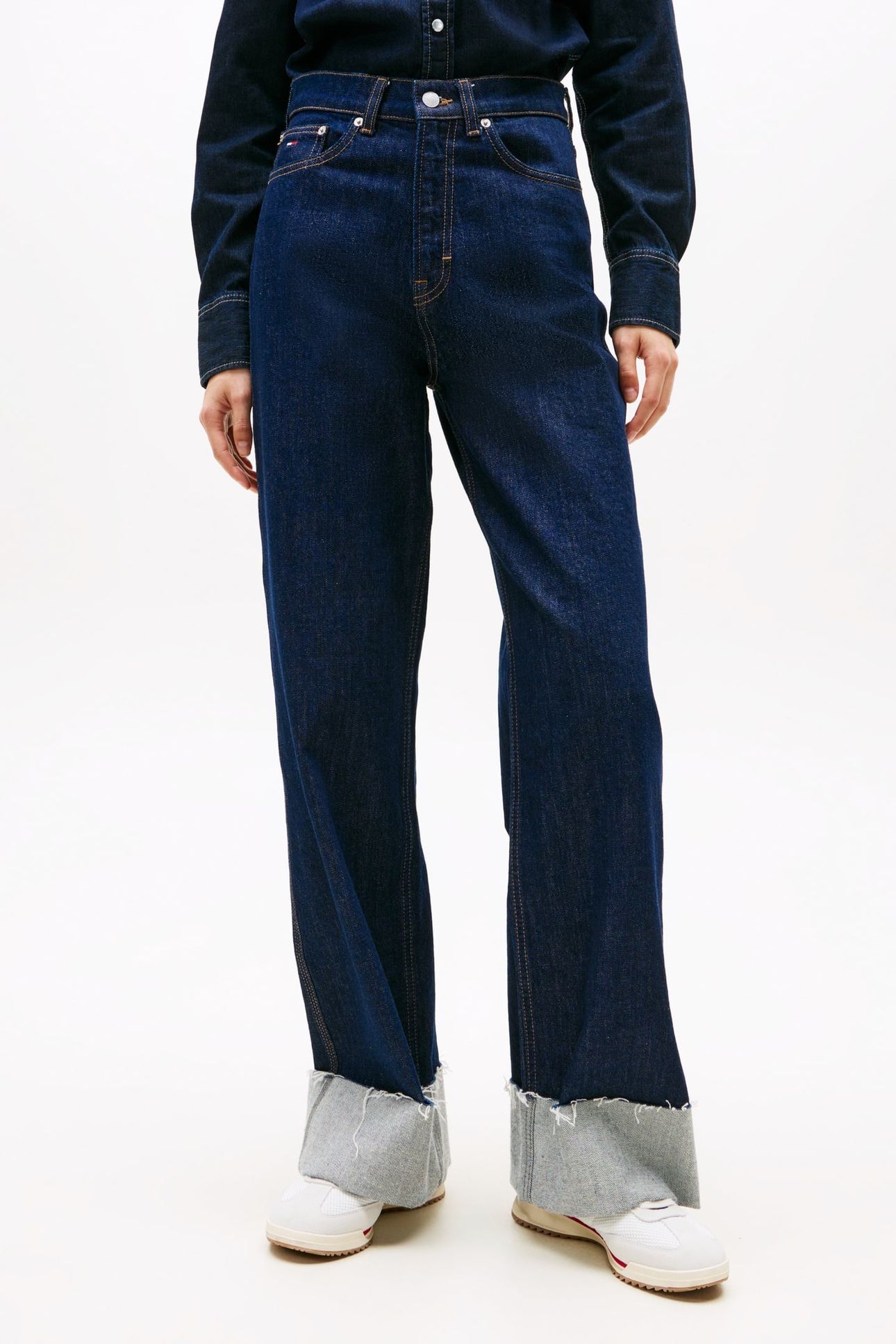 CLAIRE HIGH RISE WIDE TURN UP DENIM DARK 1