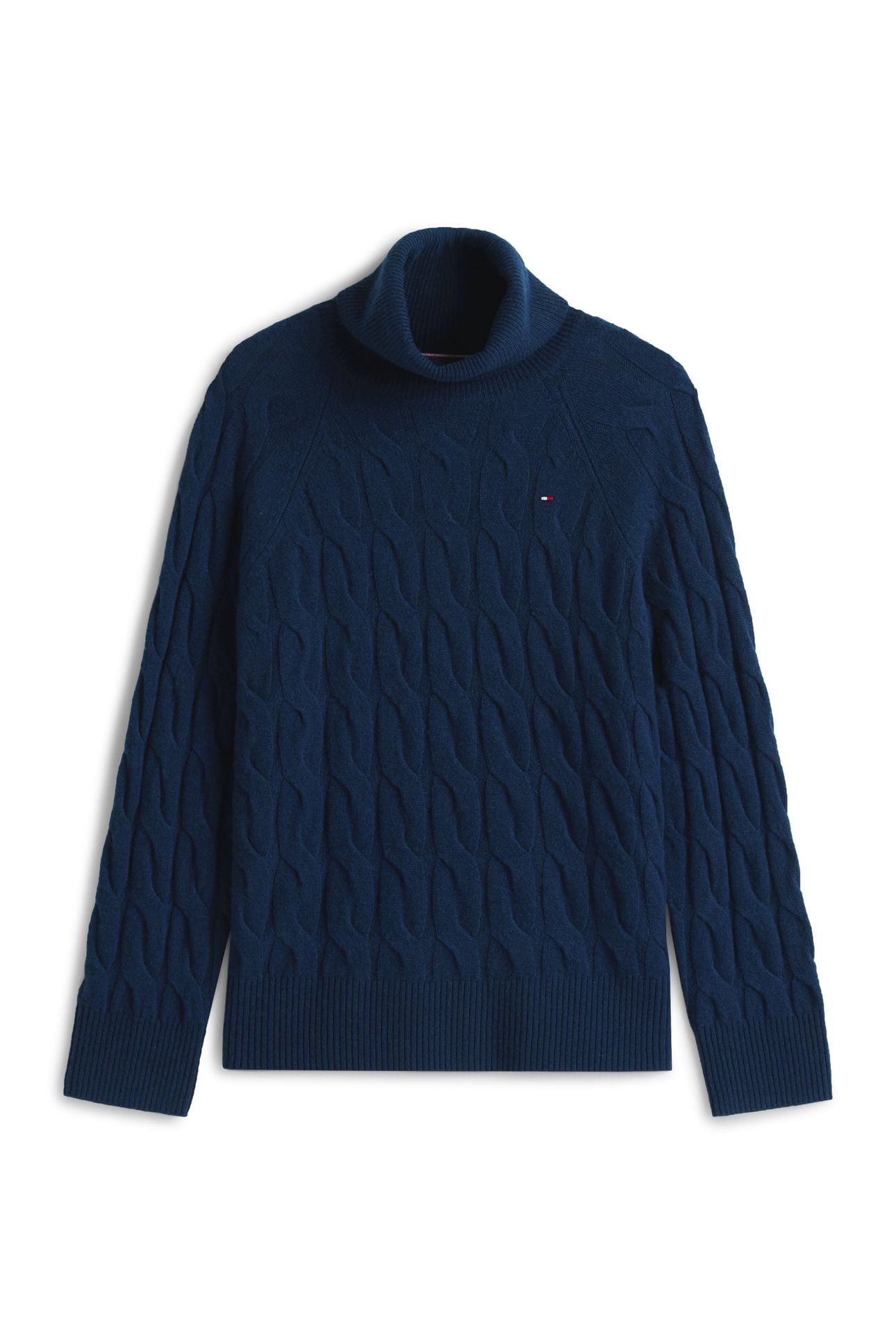 SOFT WOOL CABLE ROLL NECK DARK BLUE 5