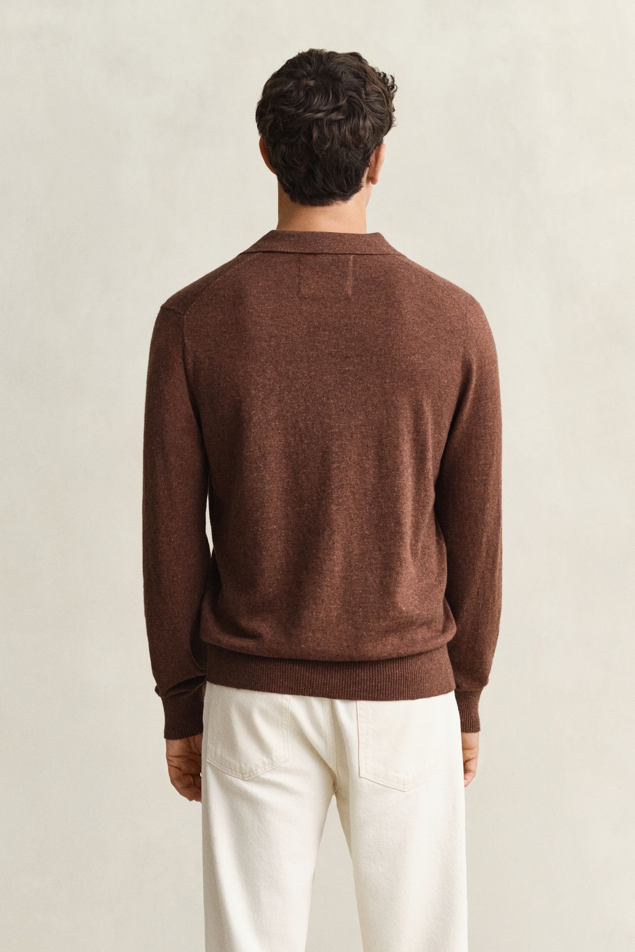 SLUB COTTON LINEN POLO HAZELNUT MELANGE 3