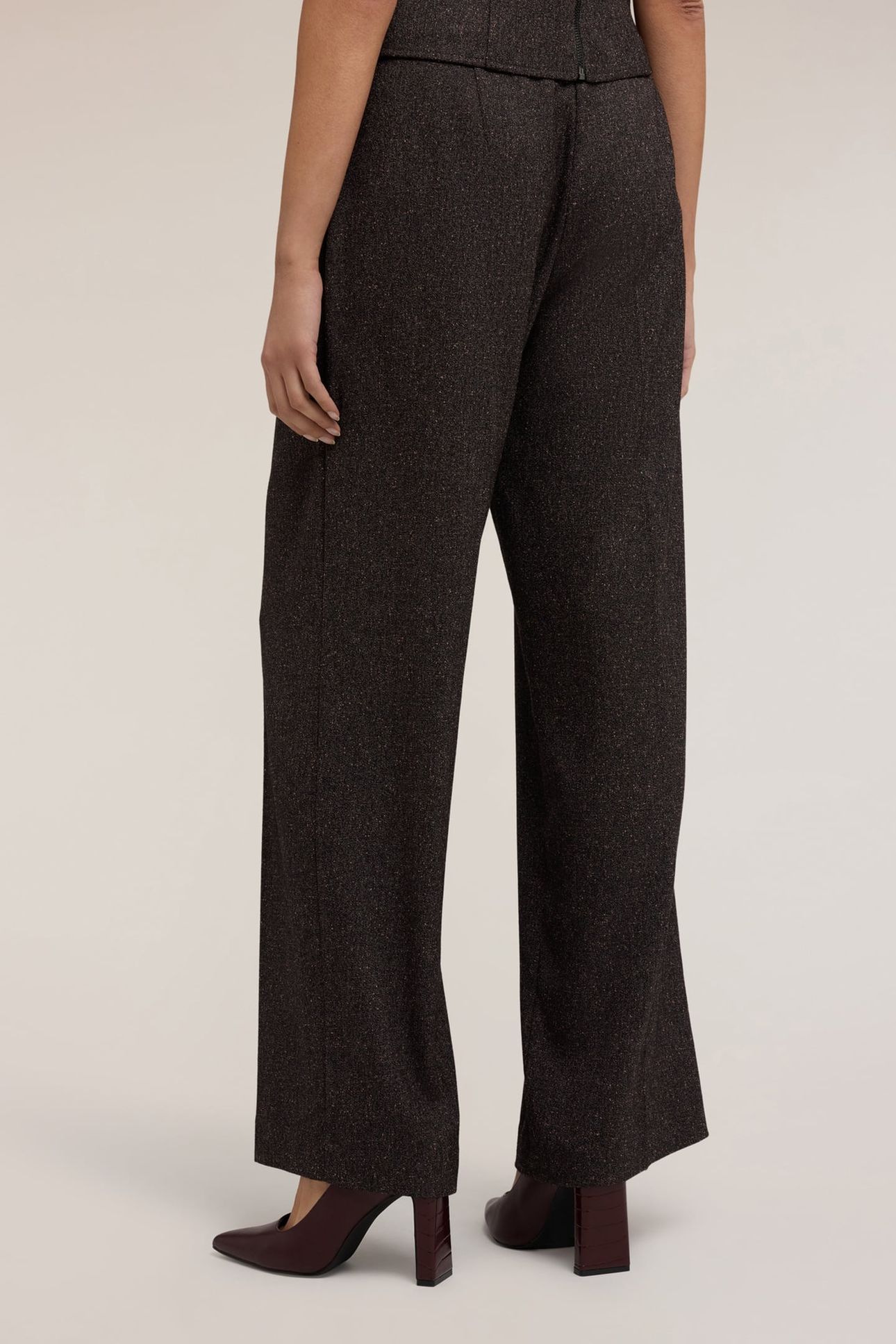 PALAZZO PANTS IN YARN-DYED FABRIC BROWN 3