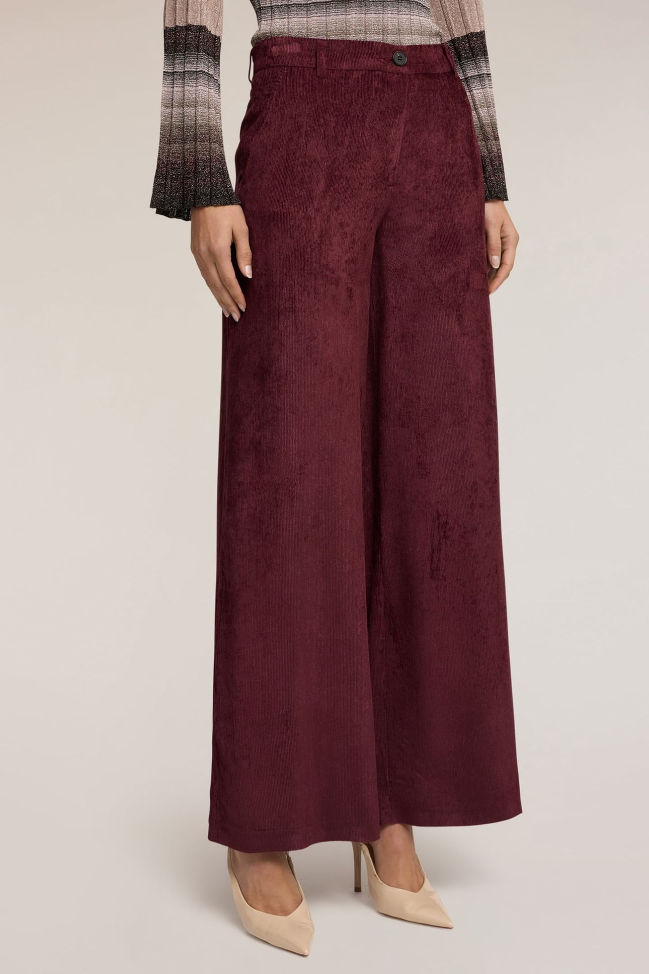 CORDUROY PALAZZO PANTS BURGUNDY 1