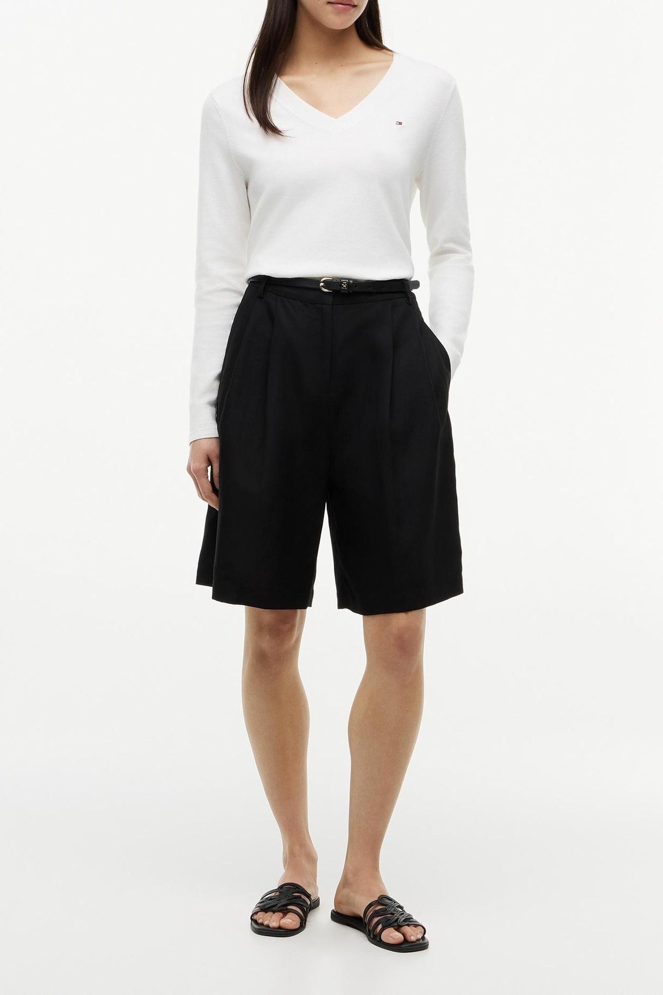 CO JERSEY STITCH V-NECK ECRU 1