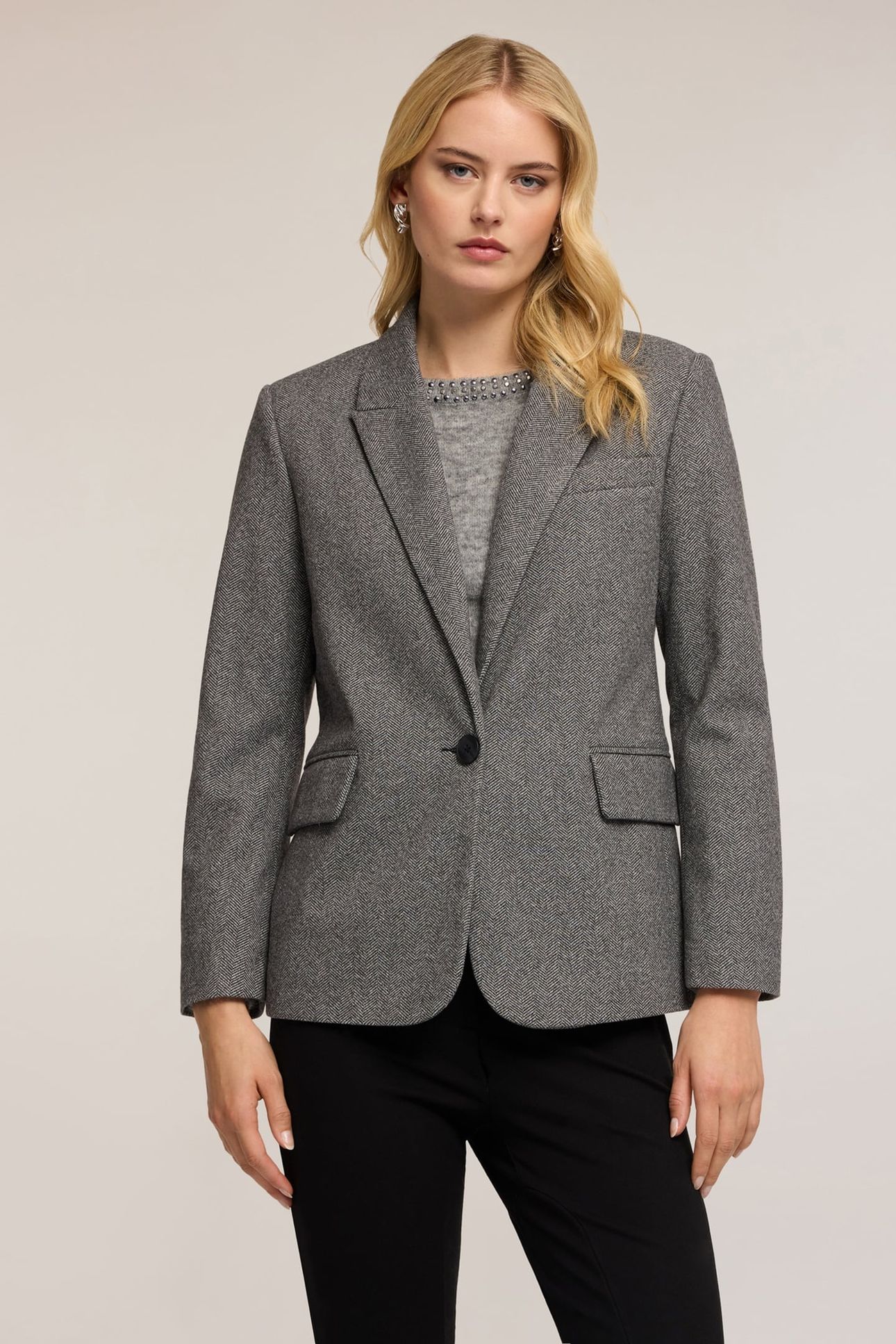 YARN-DYED STRUCTURED BLAZER GREY 1
