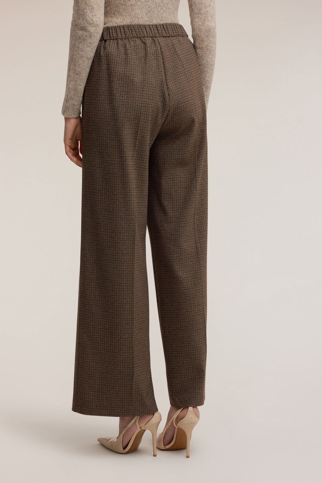 PALAZZO PANTS IN CHECK FABRIC BROWN 3