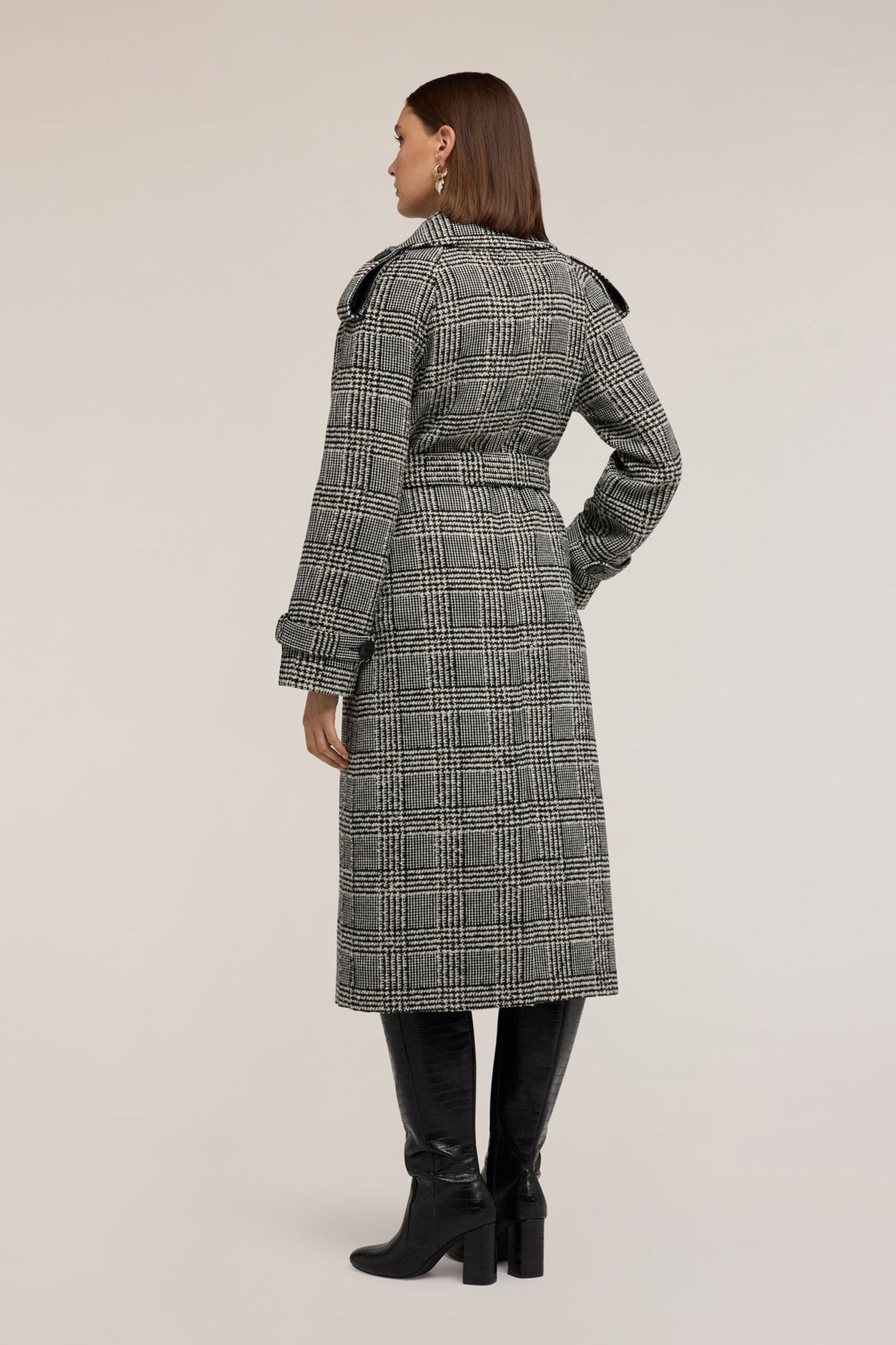 MIXED WOOL COAT IN CHECK PATTERN GREY 3