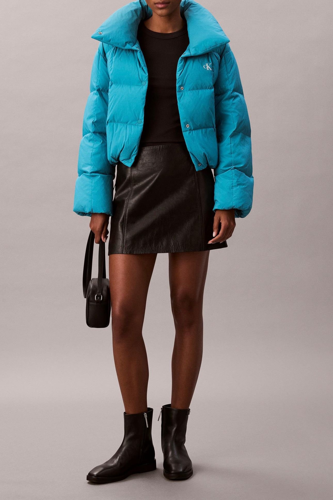 SHORT DOWN PUFFER TEAL SLATE 3