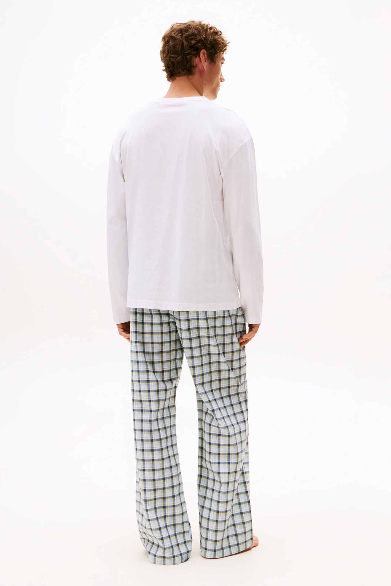 LS WOVEN PJ SET PRINT WHITE/MINI TARTAN 2