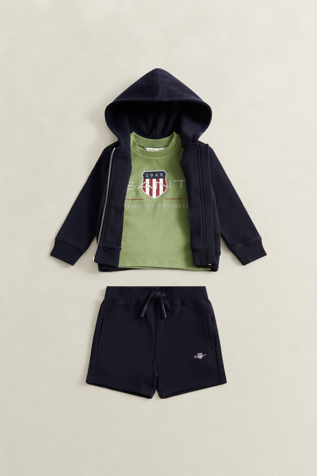 KIDS BOYS SHIELD ZIP HOODIE, TEE & SHORT SET EVENING BLUE 1