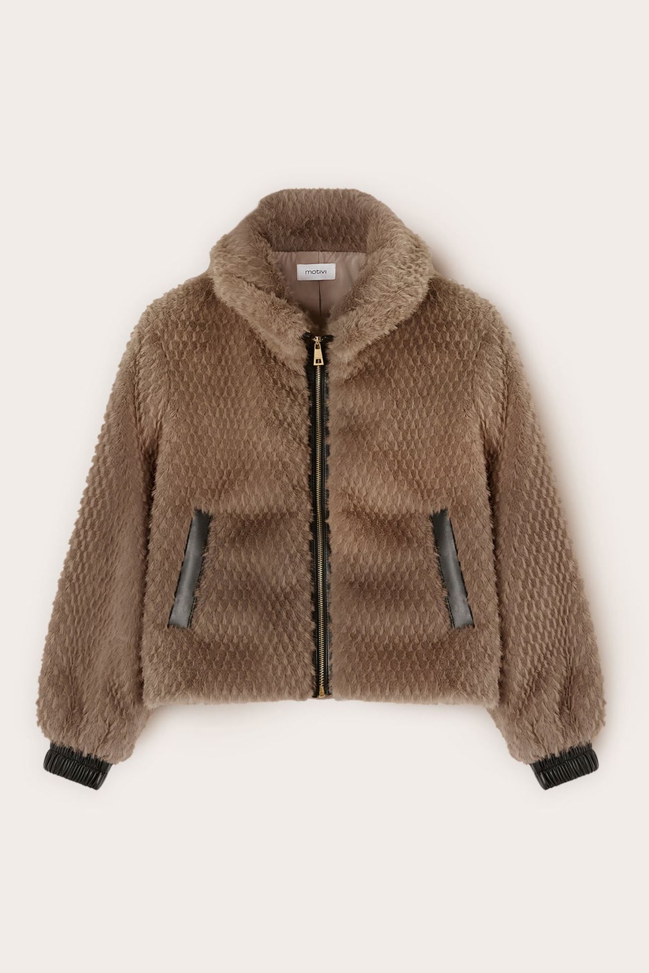 PLUSH EFFECT JACKET BROWN 4
