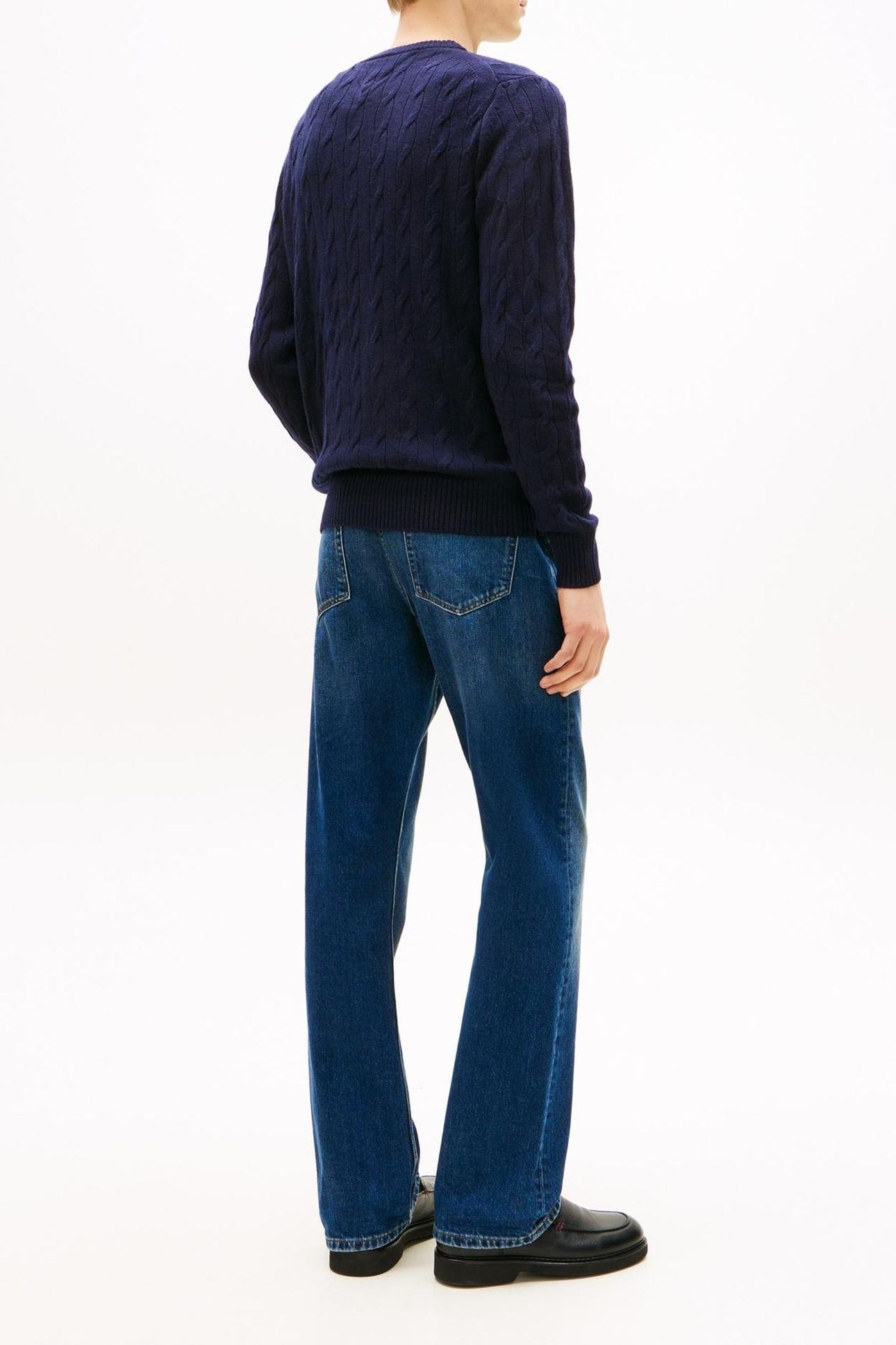 LAMBSWOOL CABLE CREW NAVY BLUE 3