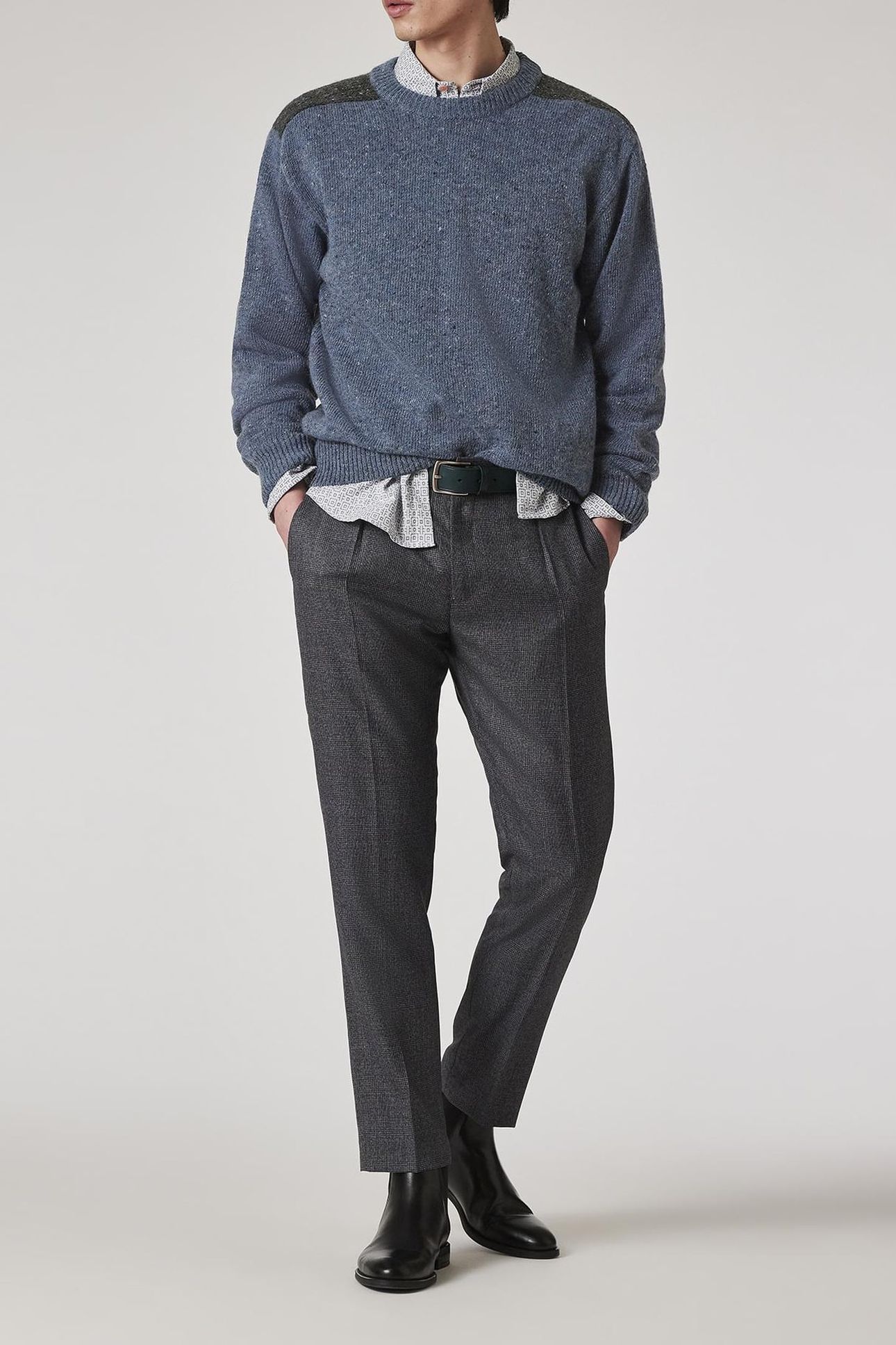MENS SWEATER CREW NECK GREYISH BLUE 1
