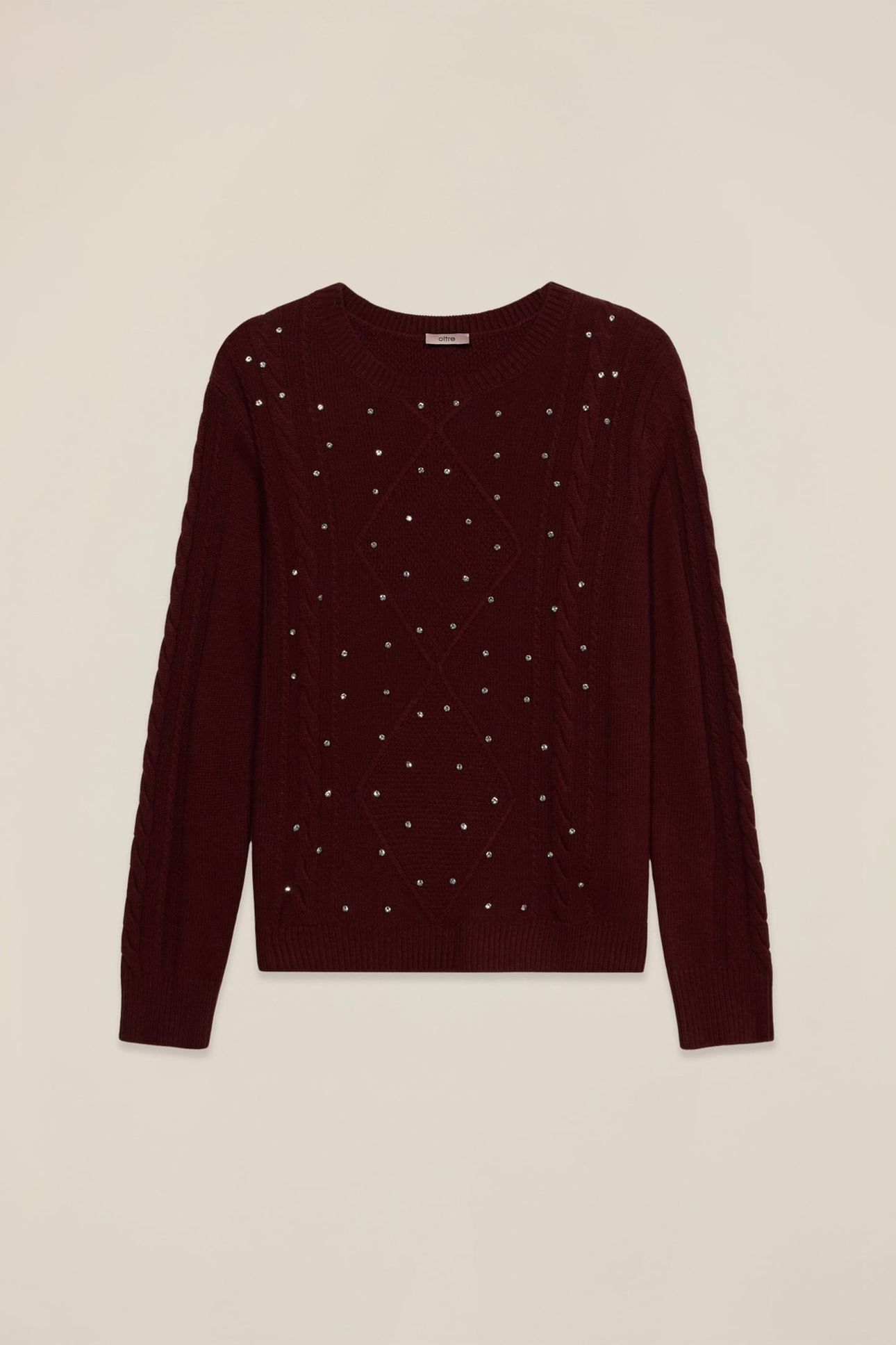 CASHMERE BLEND SWEATER WITH BEZELS BURGUNDY 3