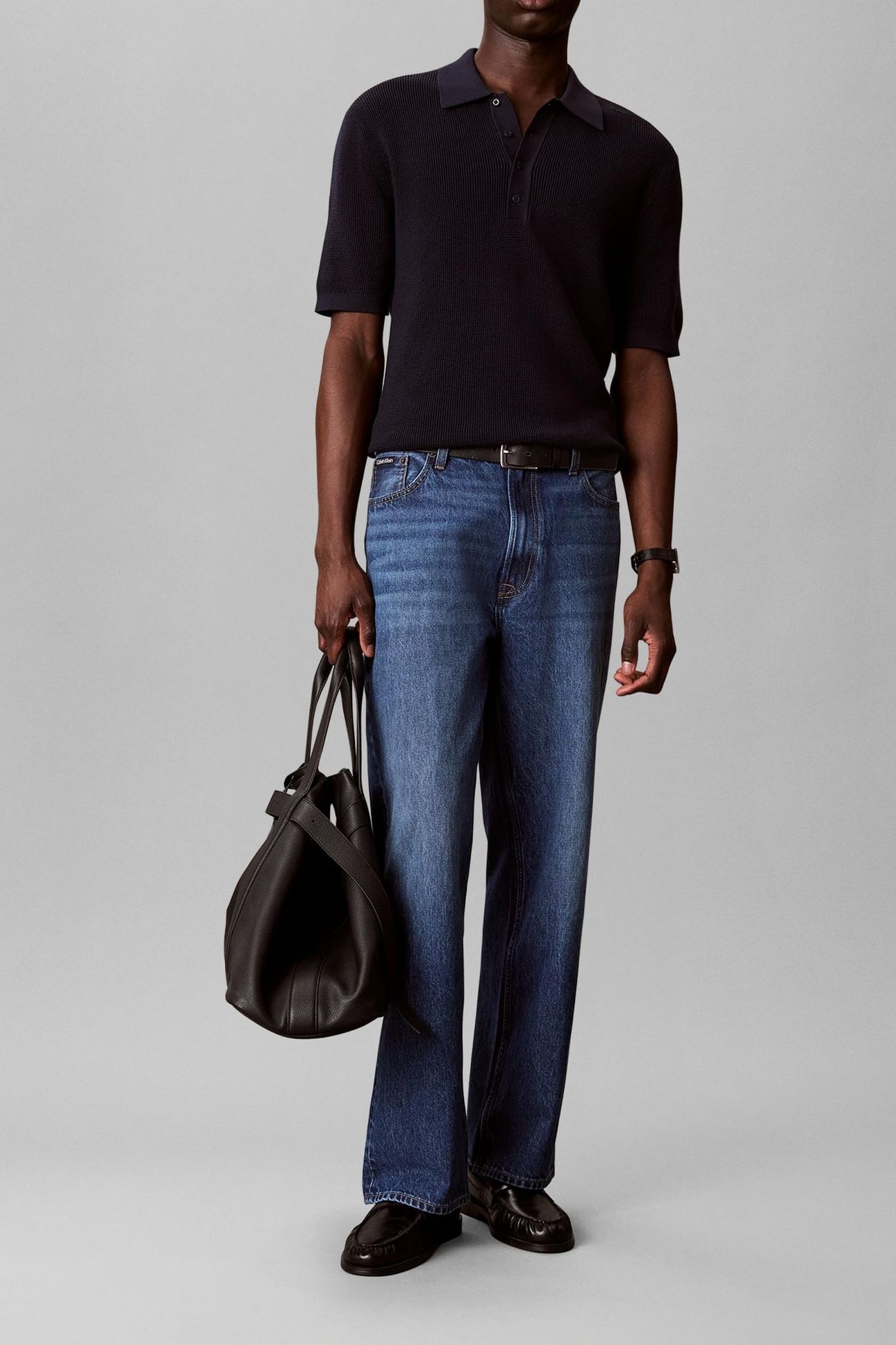 SS COTTON WAFFLE POLO DARK SAPPHIRE 3