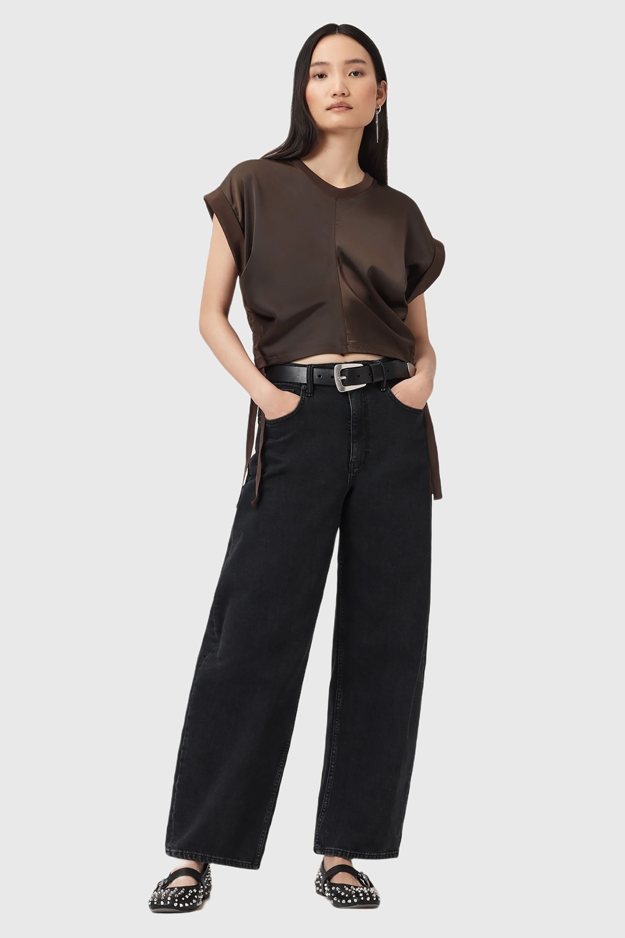 MIRA SATIN TEE BLACK 1