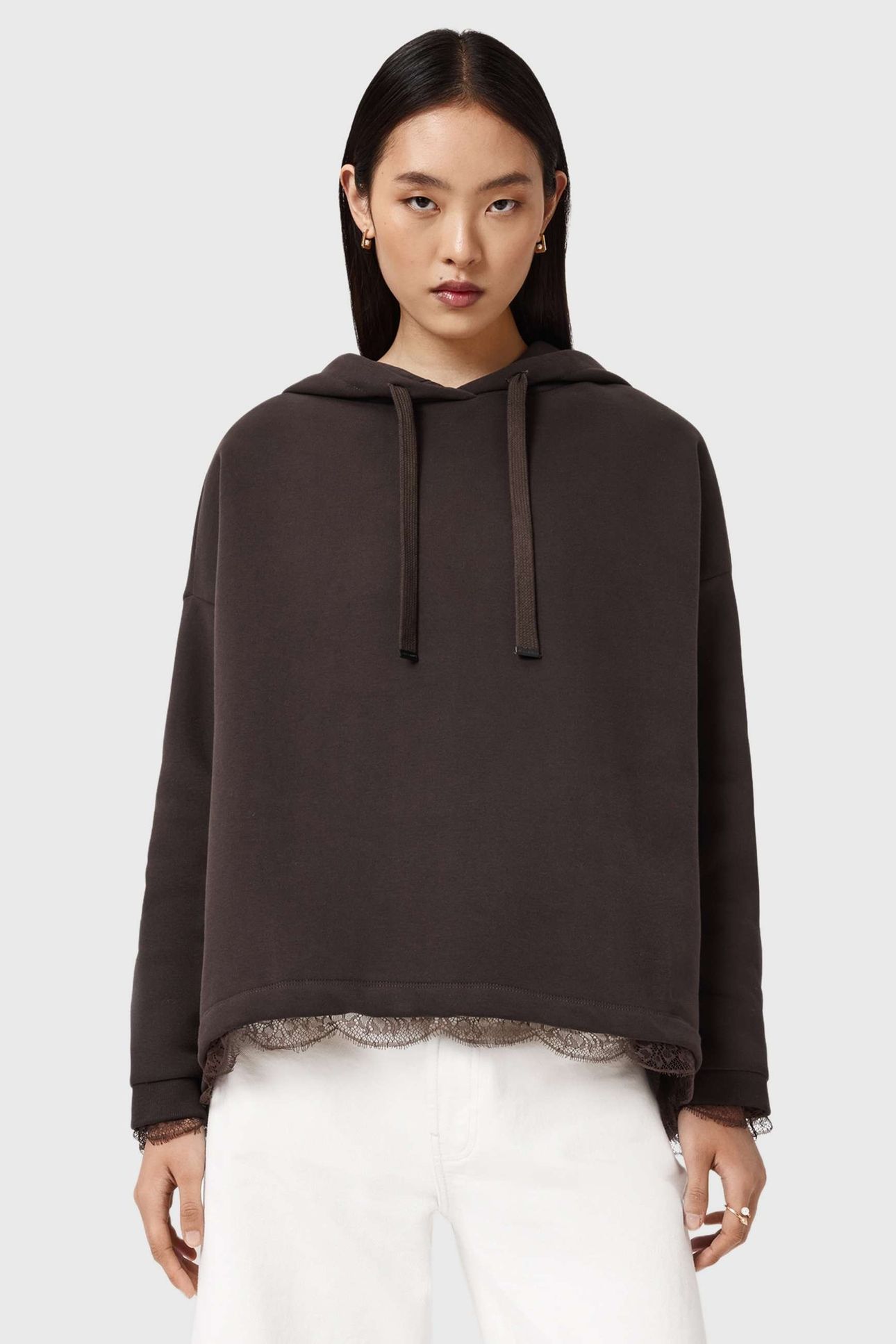 NIA LACE HOODY BOTTLE BROWN 2