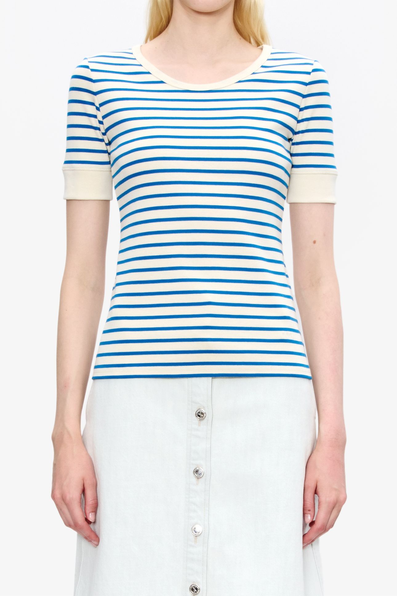 T-SHIRT FITTED MC STRIPED BLUE 1