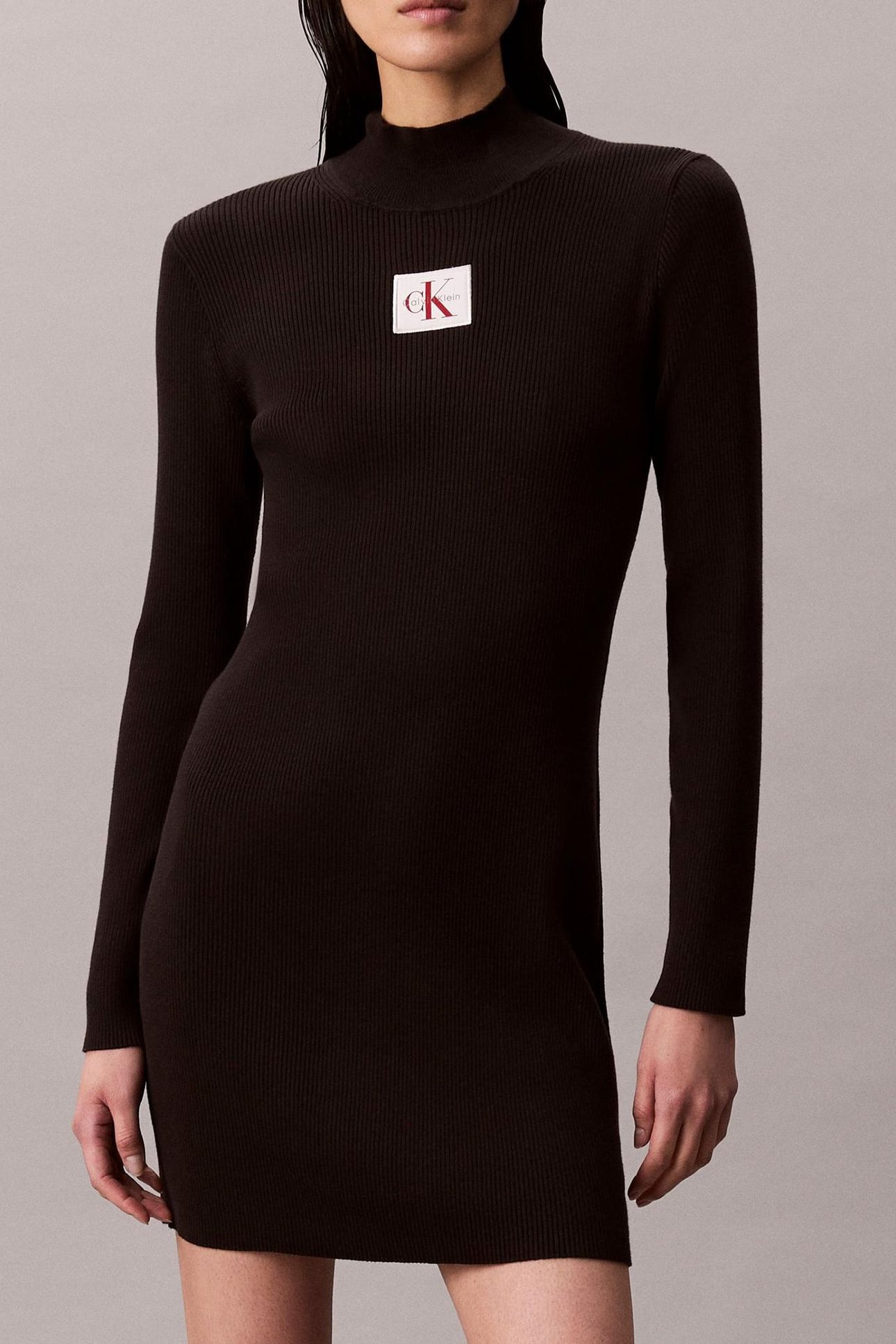 LS T NECK MINI DRESS BLACK 1