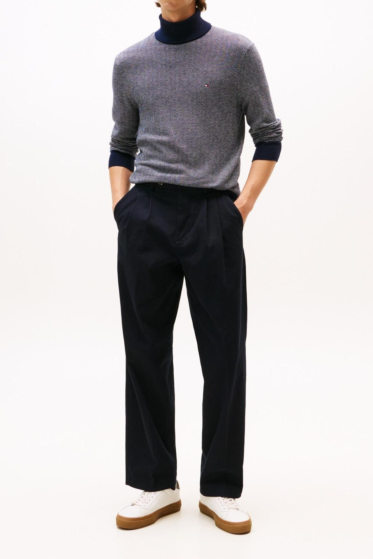 PIMA COTTON CASHMERE HERRINGBONE DESERT SKY/IVORY PETAL 2