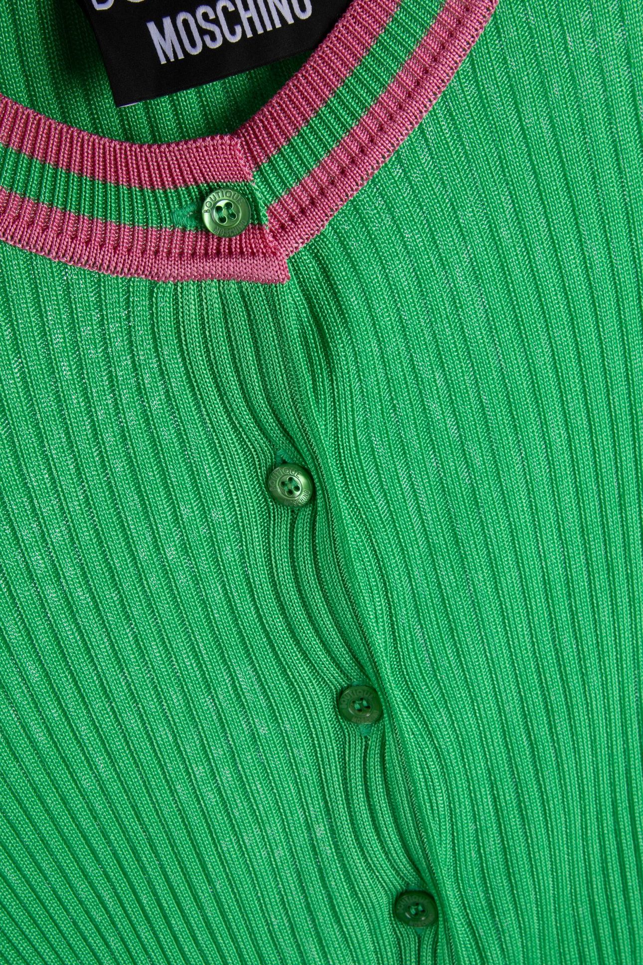 STRIPED DETAILS RIBBED KNIT CARDIGAN GREEN 4
