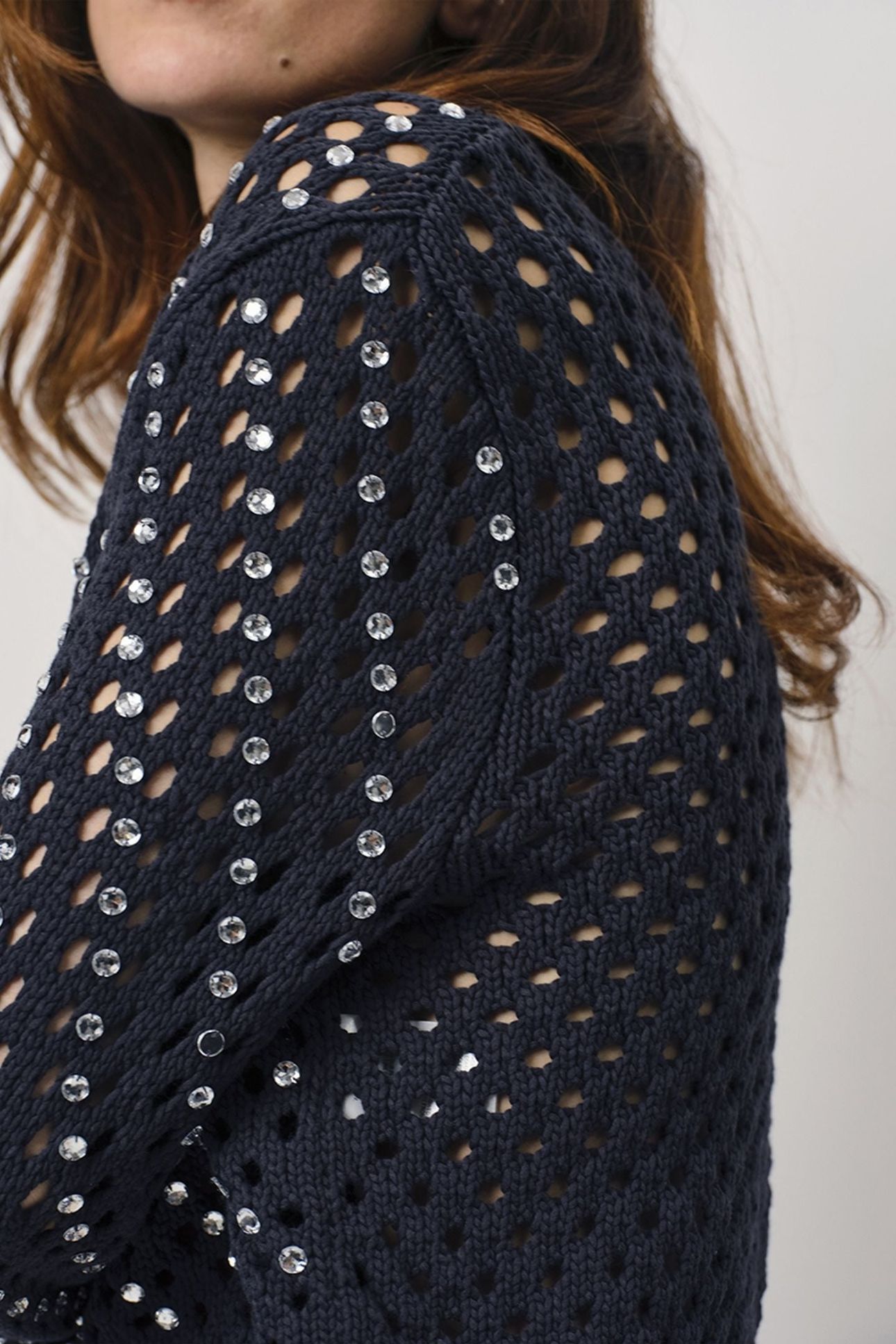 ORPHEE CROPPED RHINESTONE SWEATER NAVY INK 5
