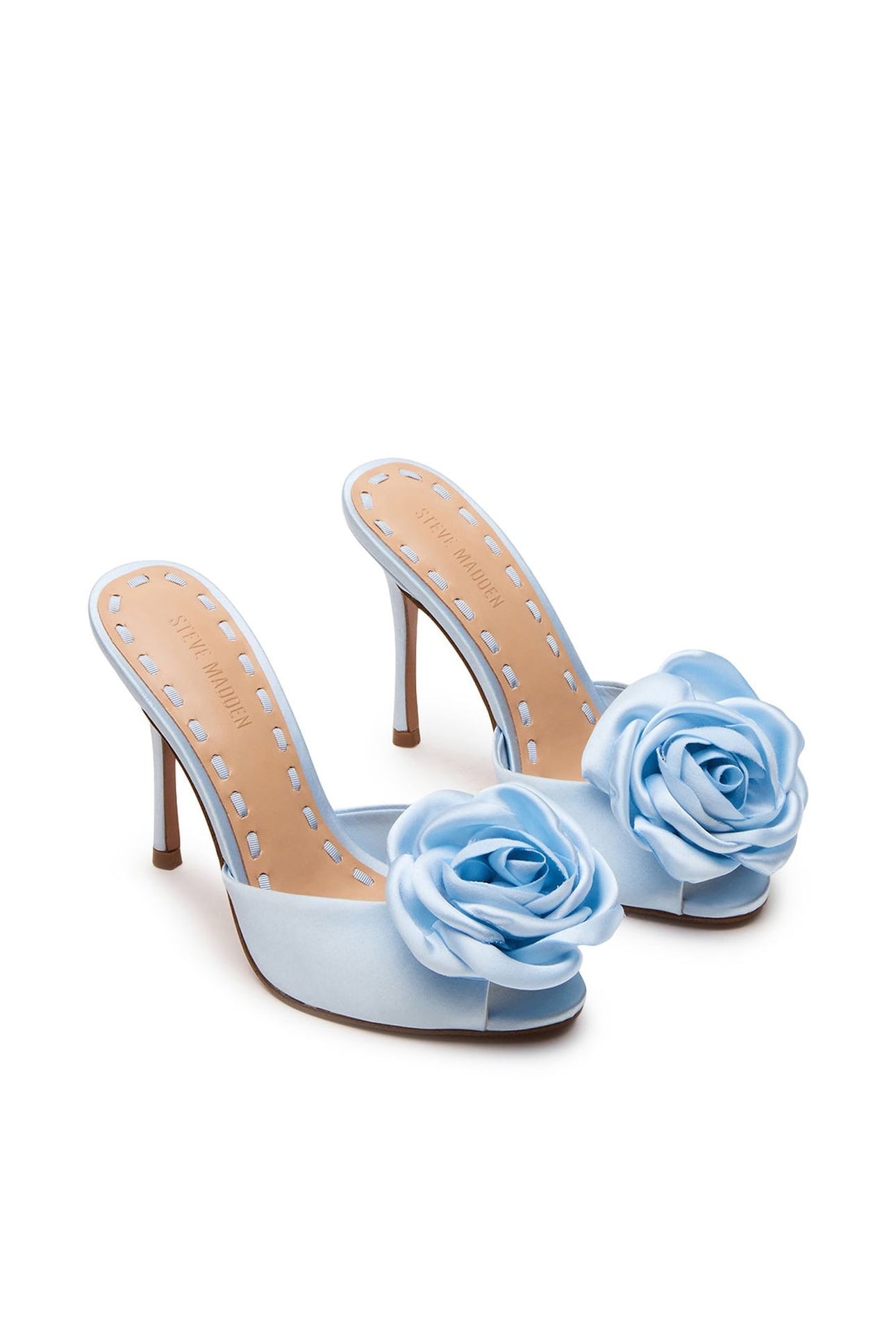 PRIYA-FLWR MULES BLUE SATIN 2