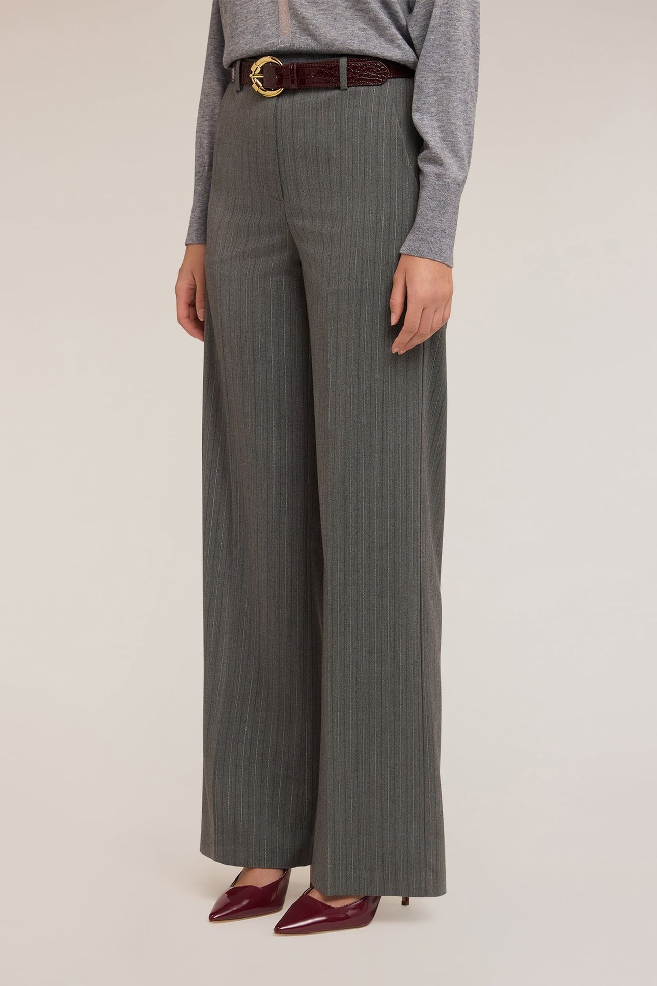 PINSTRIPED PALAZZO PANTS WITH LUREX GREY 2