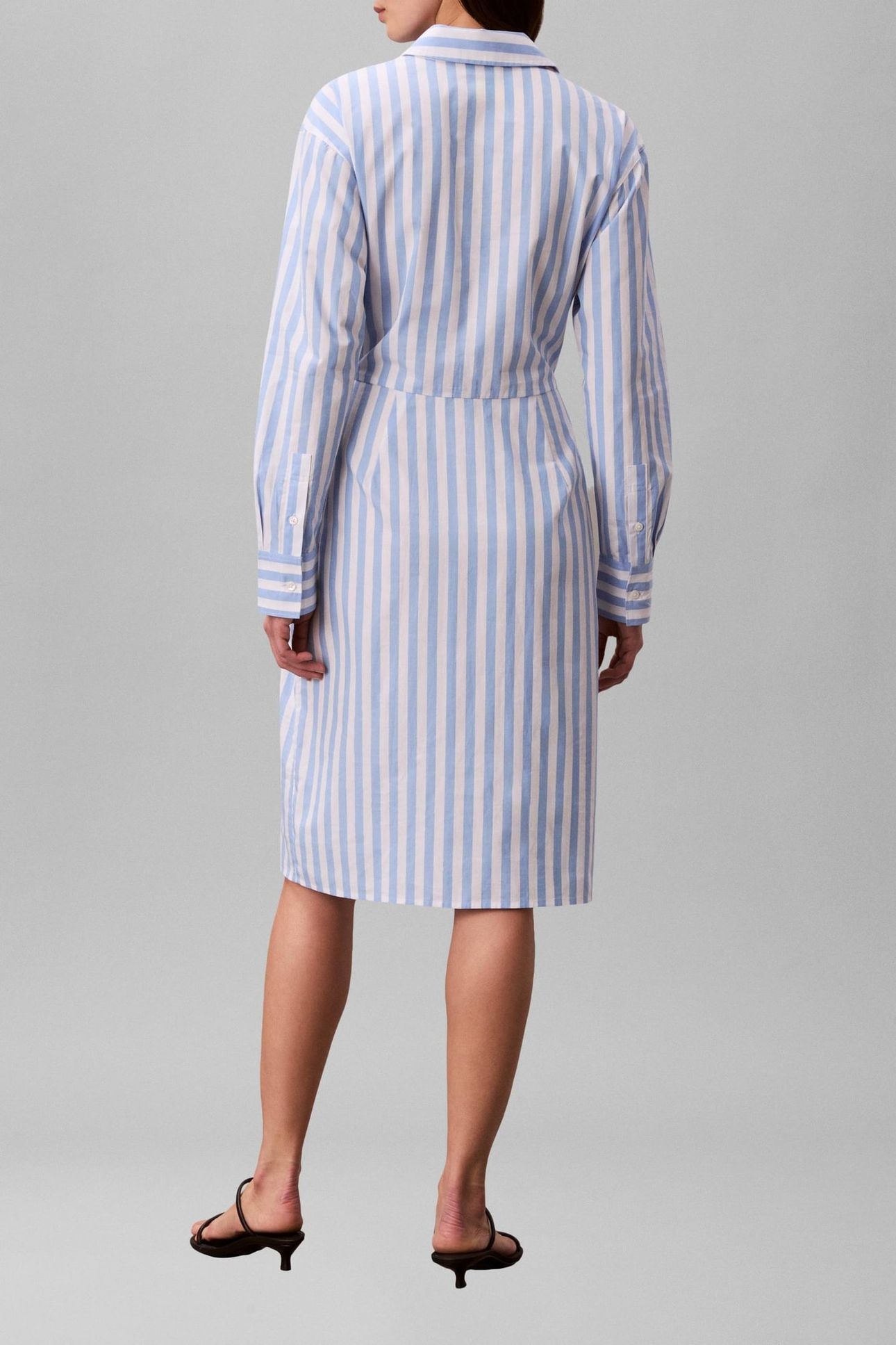YARNDYE COTTON POPLIN DRESS BLUE DESCENT 2