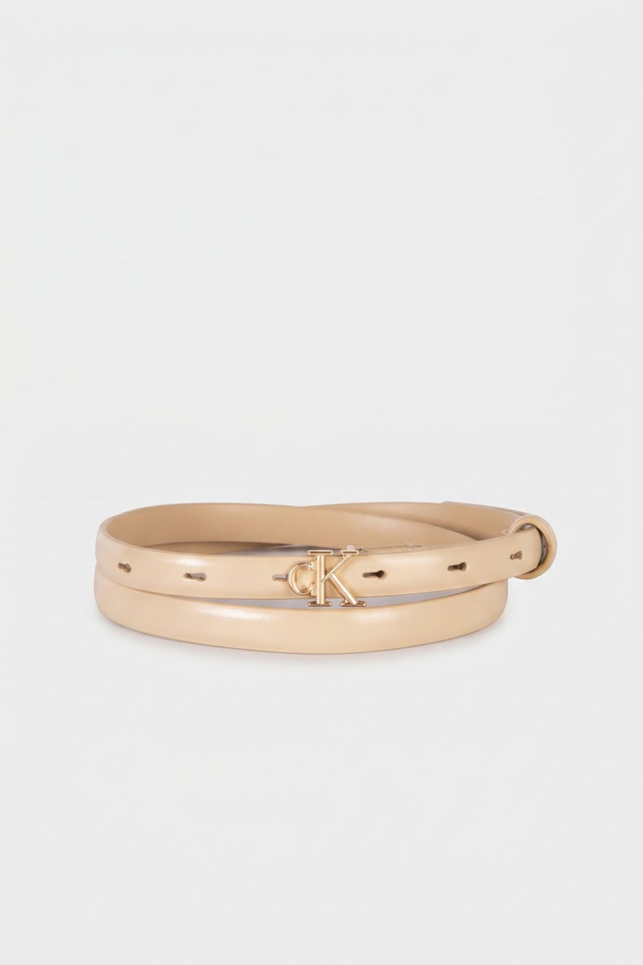 ROUND CK BUCKLE SMOOTH BELT NEUTRAL BEIGE 3